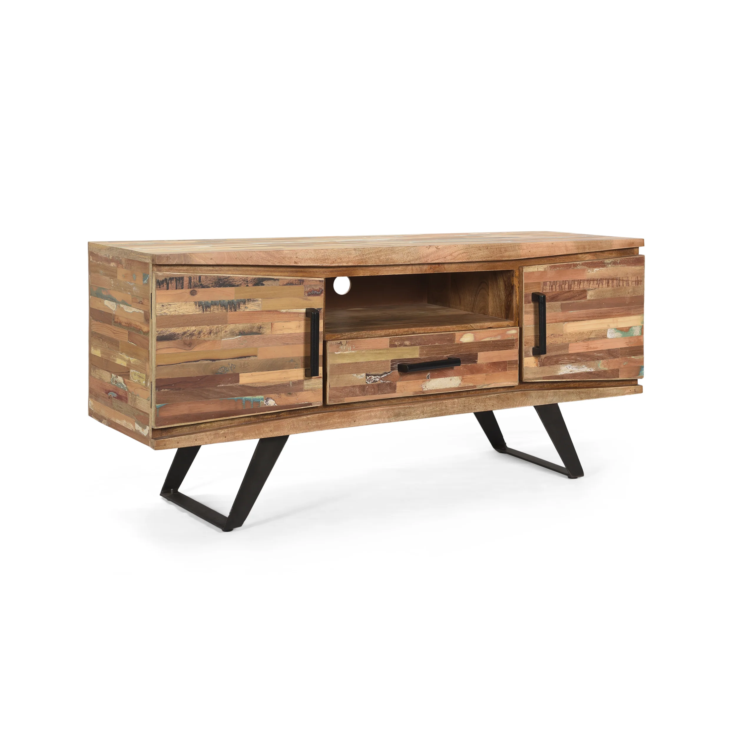 Alithea Handcrafted Boho Reclaimed Wood TV Stand - furnishings