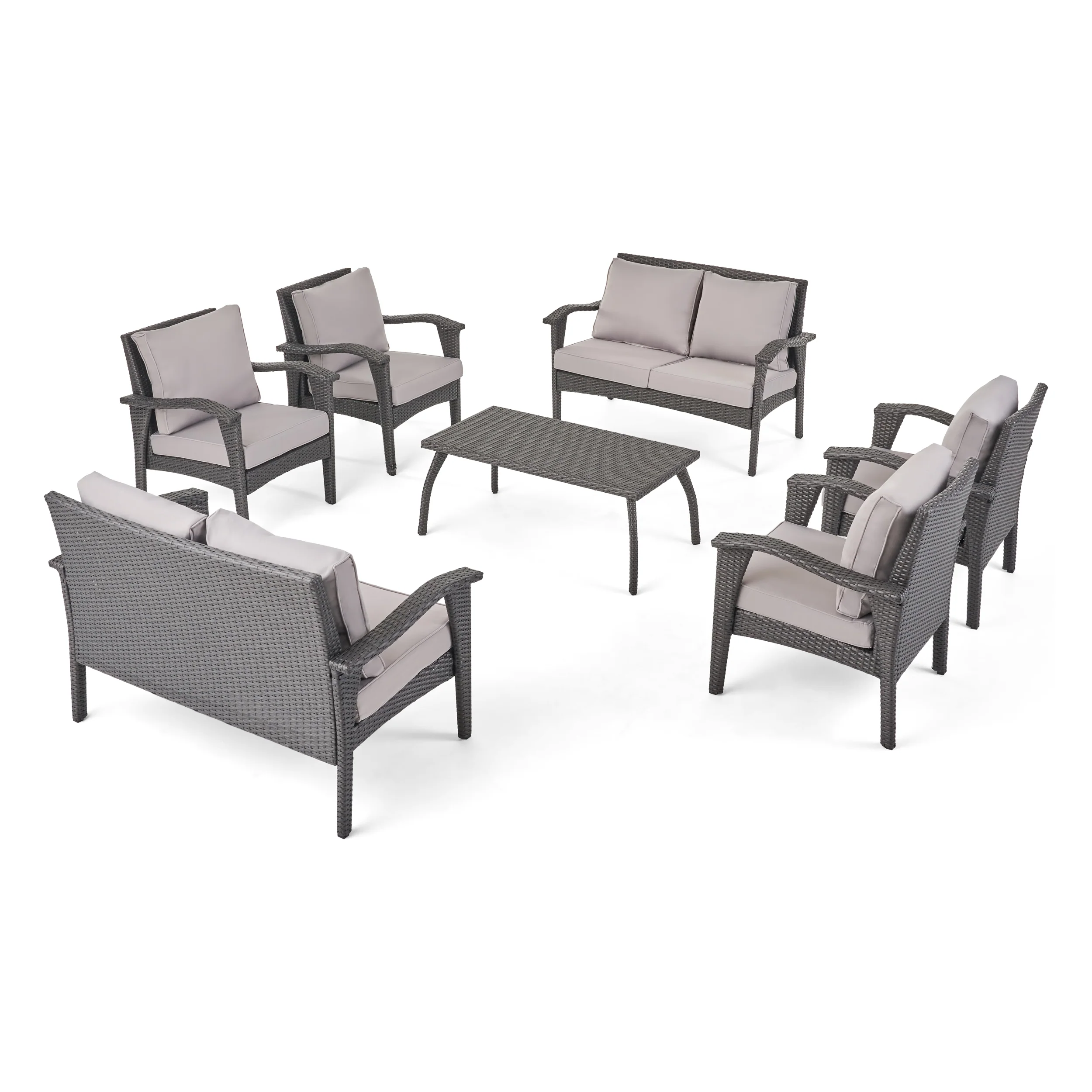 Voyage Outdoor 6 Seater Wicker Chat Set with Cushions - furnishings