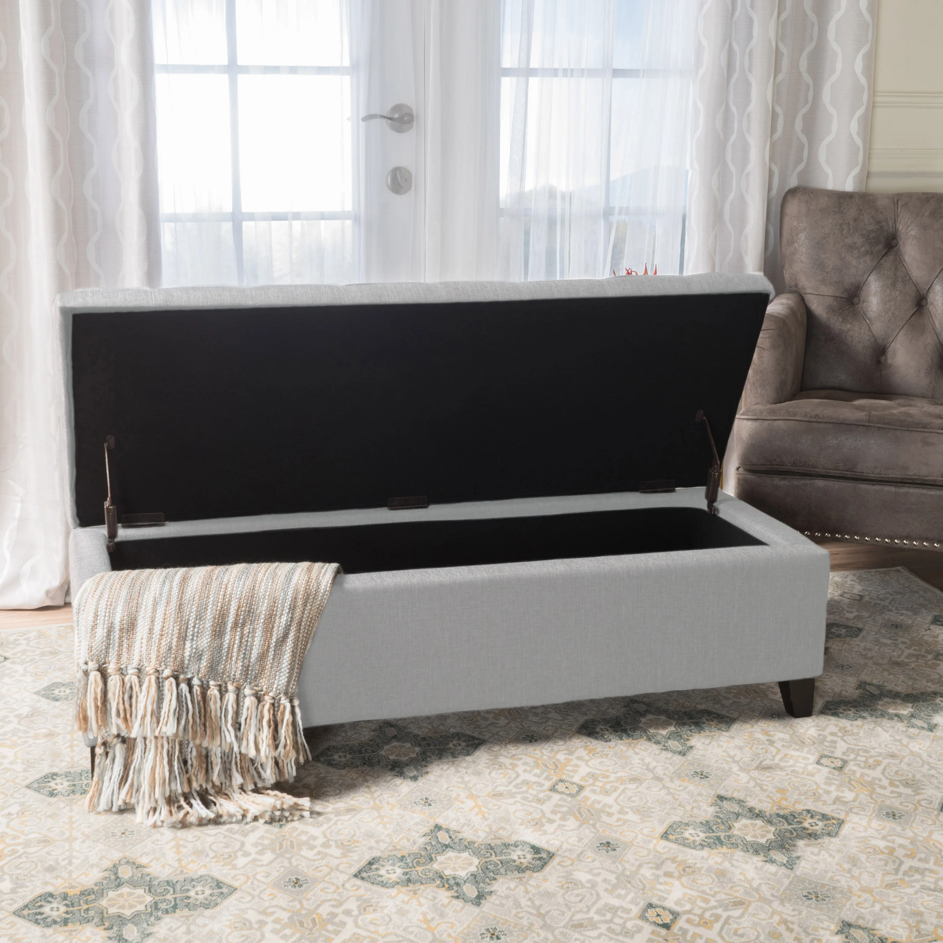 Sterling Fabric Tufted Storage Ottoman - furnishings