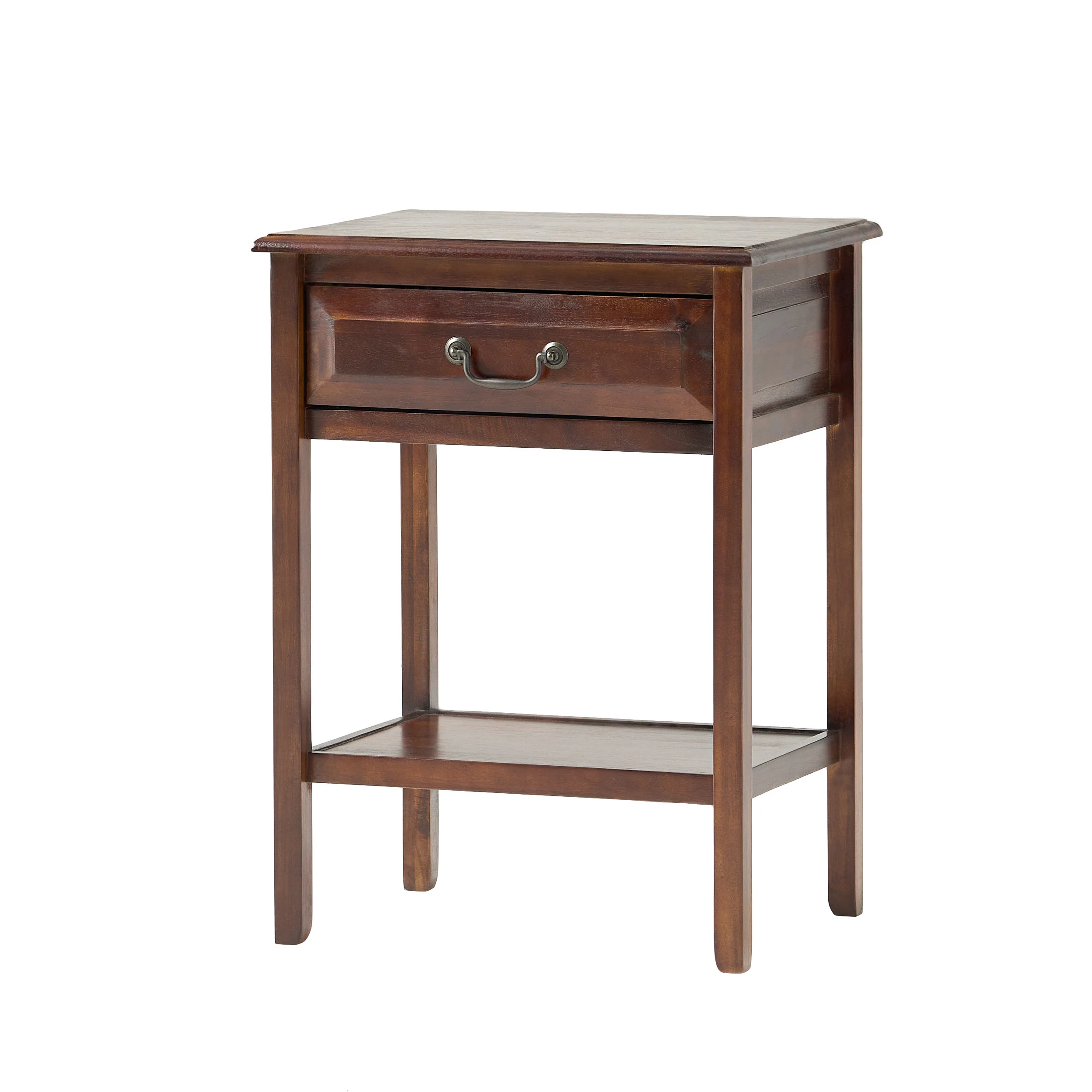 Noah Traditional Brown Mahogany Acacia Wood Accent Table with Top Drawer - furnishings