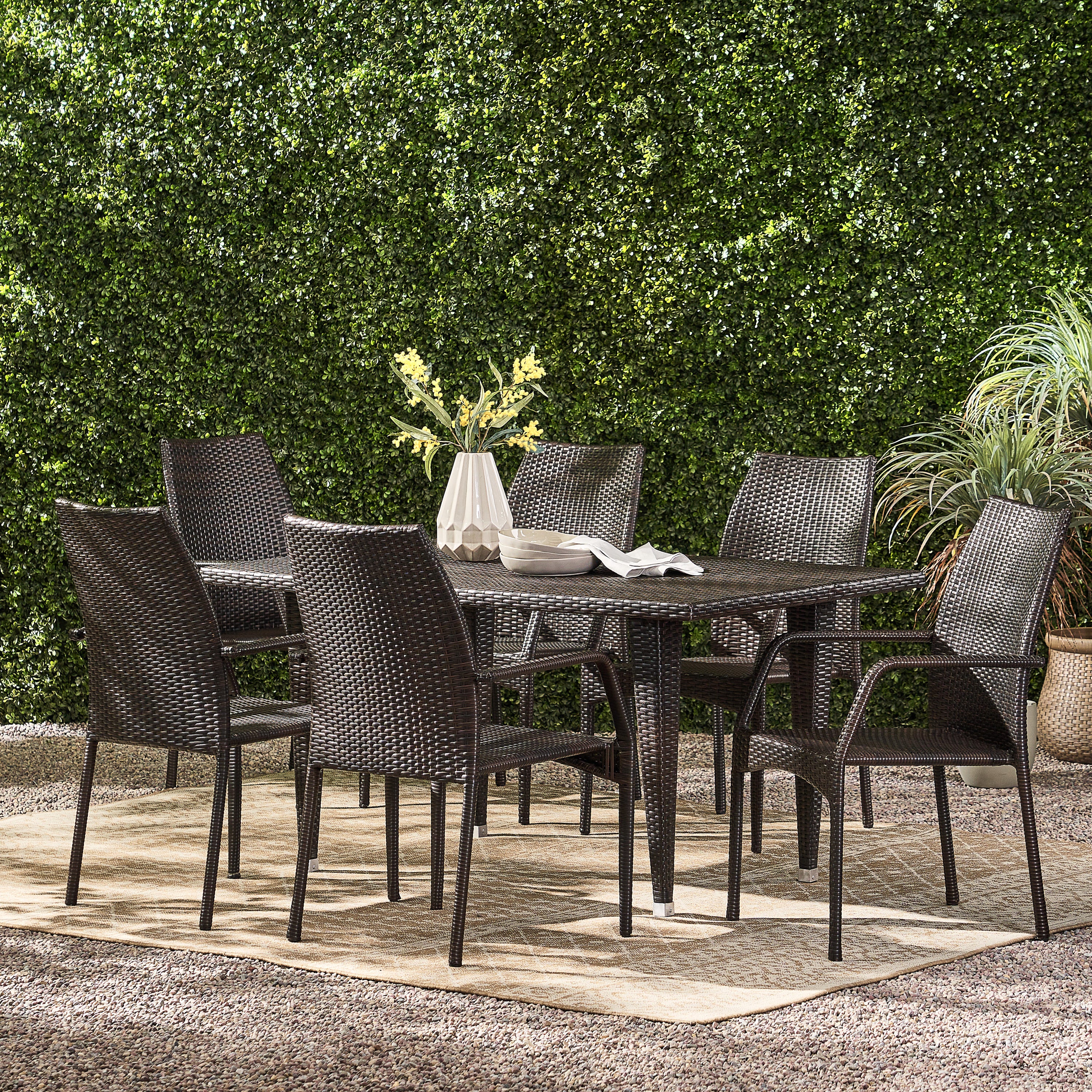 Michael 7-Piece Outdoor Wicker Dining Set - furnishings