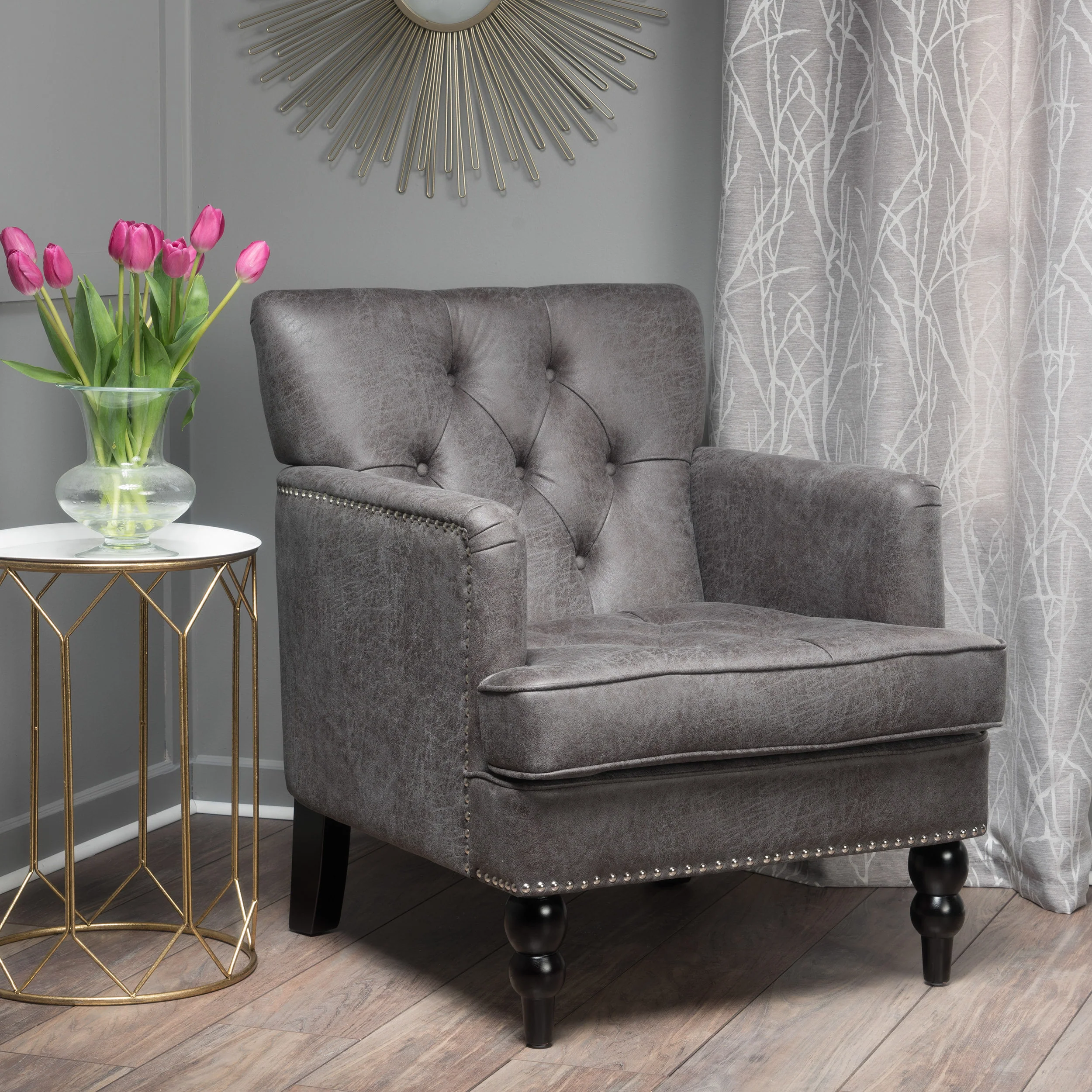 Madene Tufted Back Fabric Club Chair - furnishings
