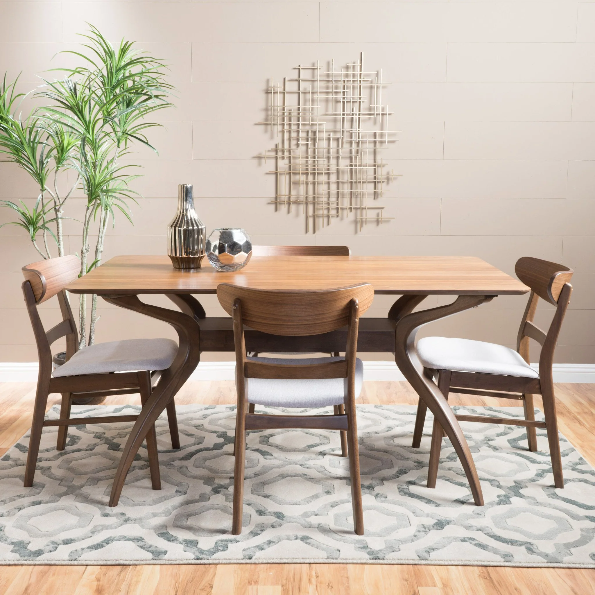 Isador Mid-Century Modern 5 Piece Dining Set - furnishings