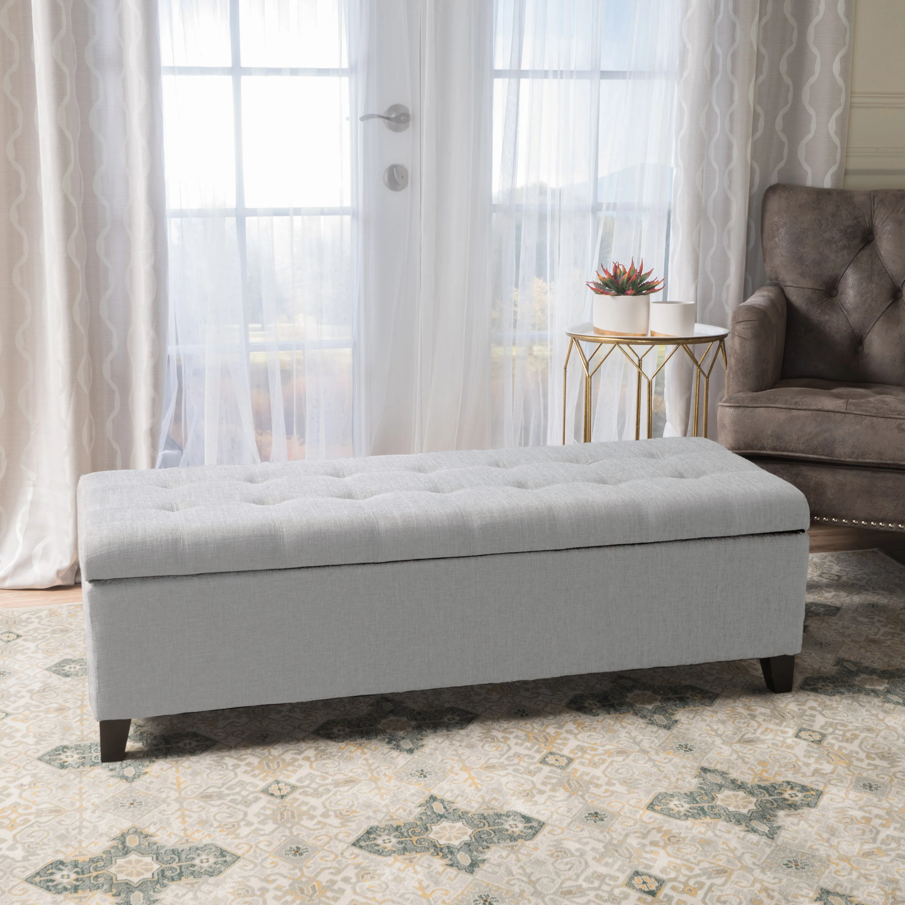 Sterling Fabric Tufted Storage Ottoman - furnishings