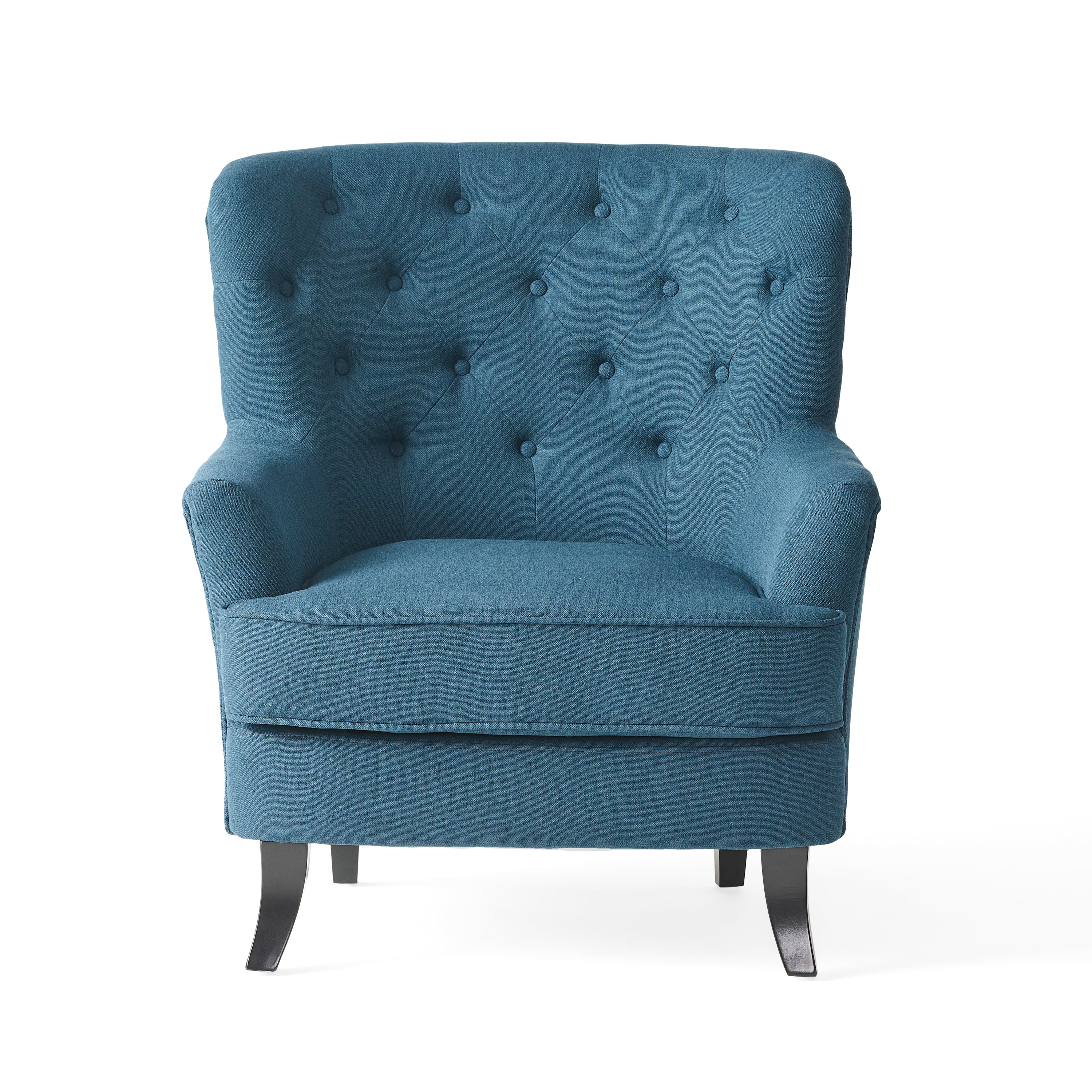 Annelia Contemporary Button Tufted Upholstered Fabric Club chair w/ Piped Edges - furnishings