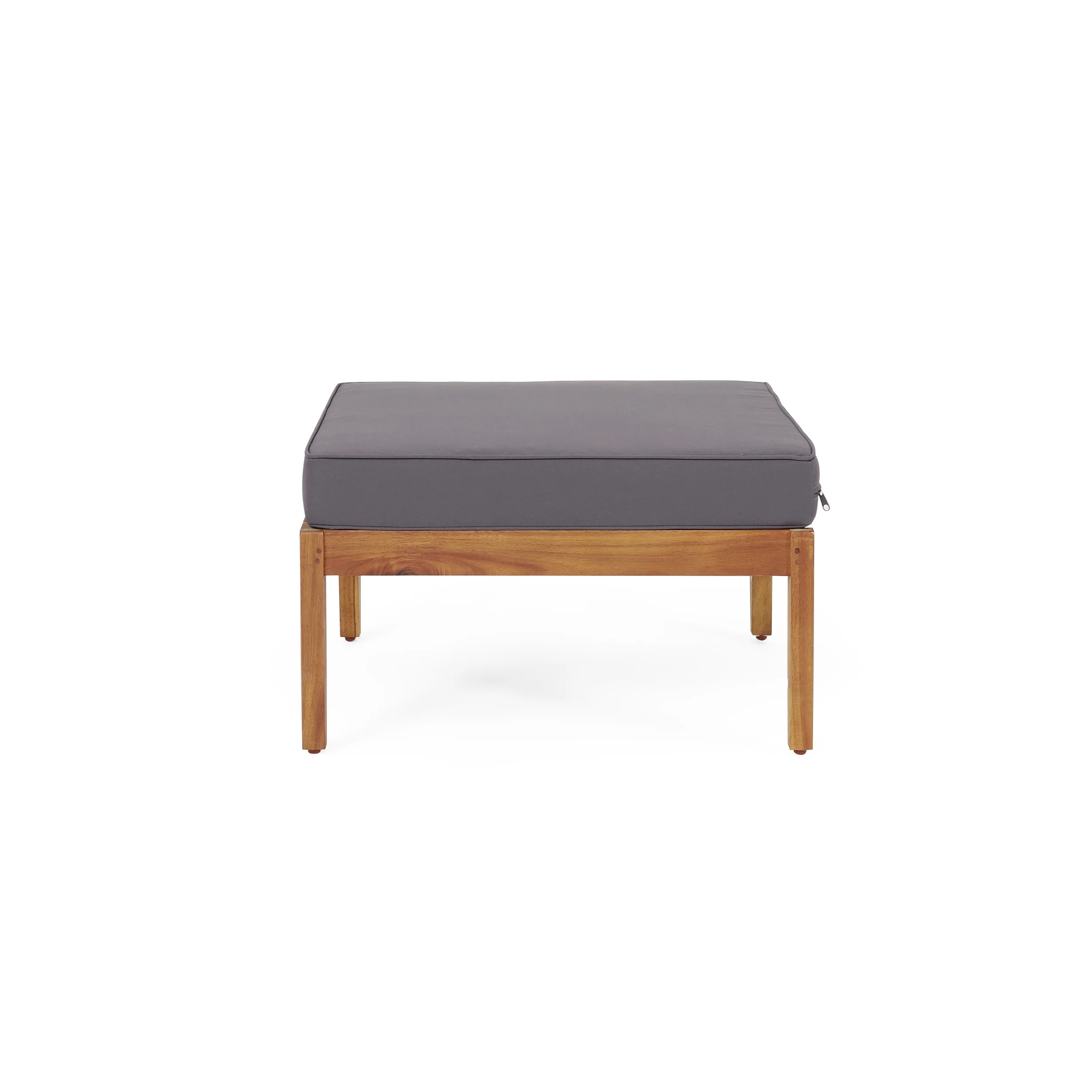 Sunbuea Wood Ottoman and Table Set with Dark Gray Cushions - furnishings