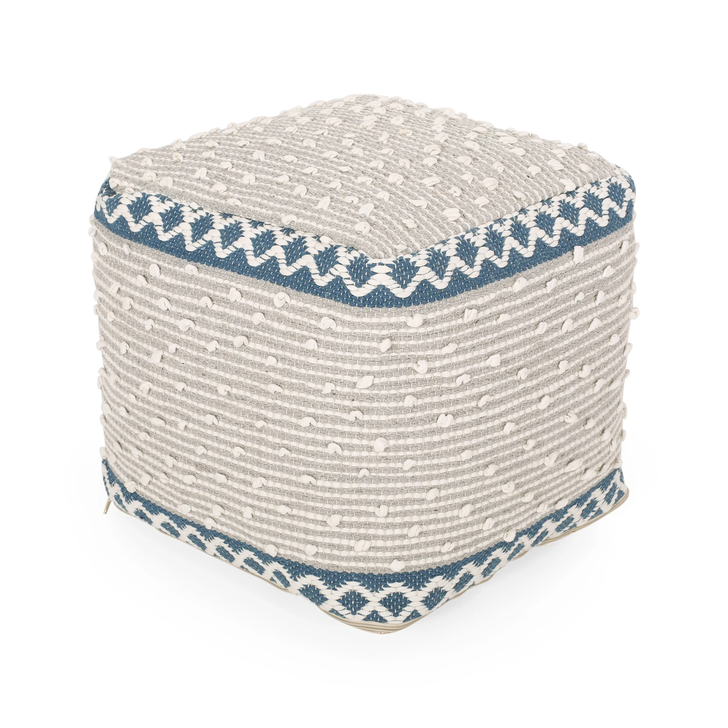 Amiyrah Hand-Crafted Cotton Cube Pouf - furnishings
