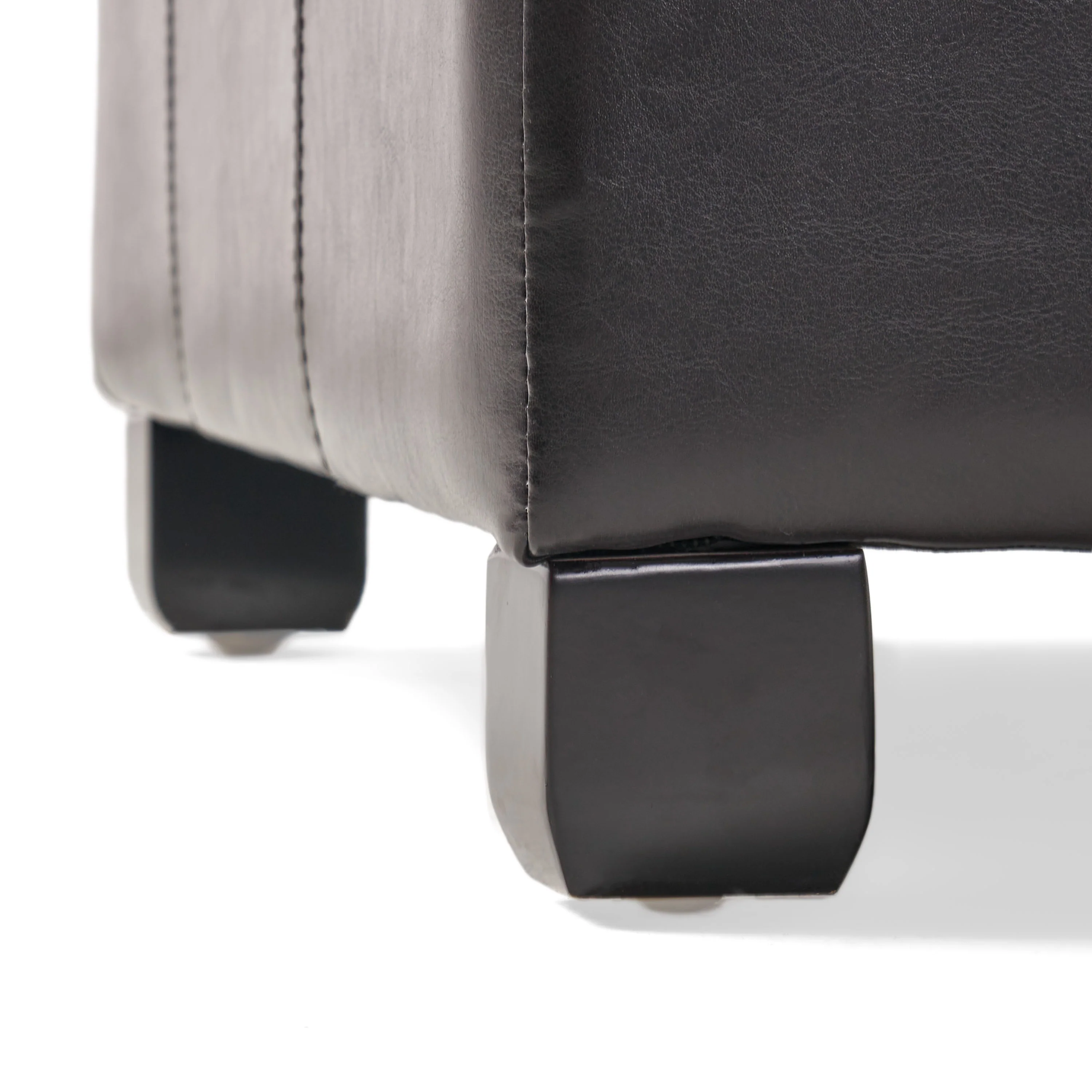 Boston Espresso Brown Tufted Leather Storage Ottoman Coffee Table - furnishings