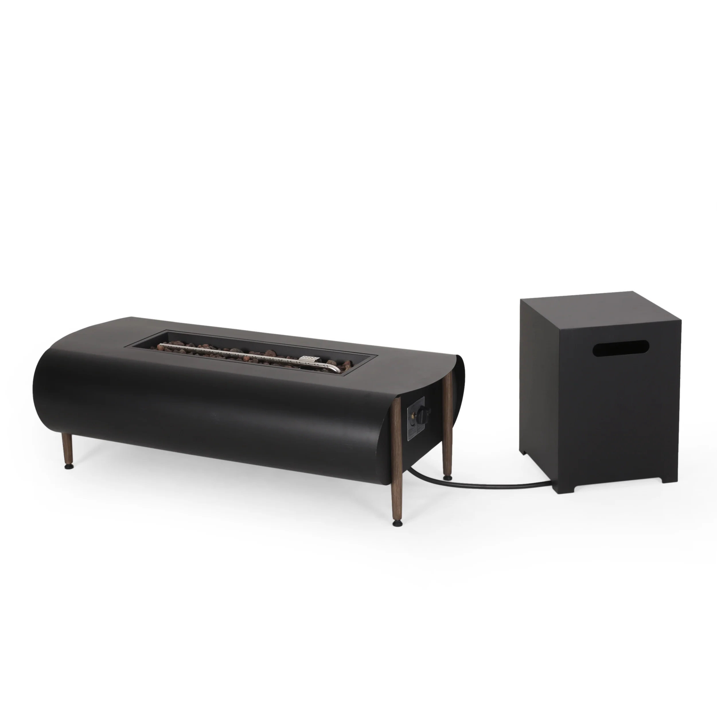 Riegel Outdoor 50000 BTU Rectangular Fire Pit with Tank Holder, Dark Gray - furnishings