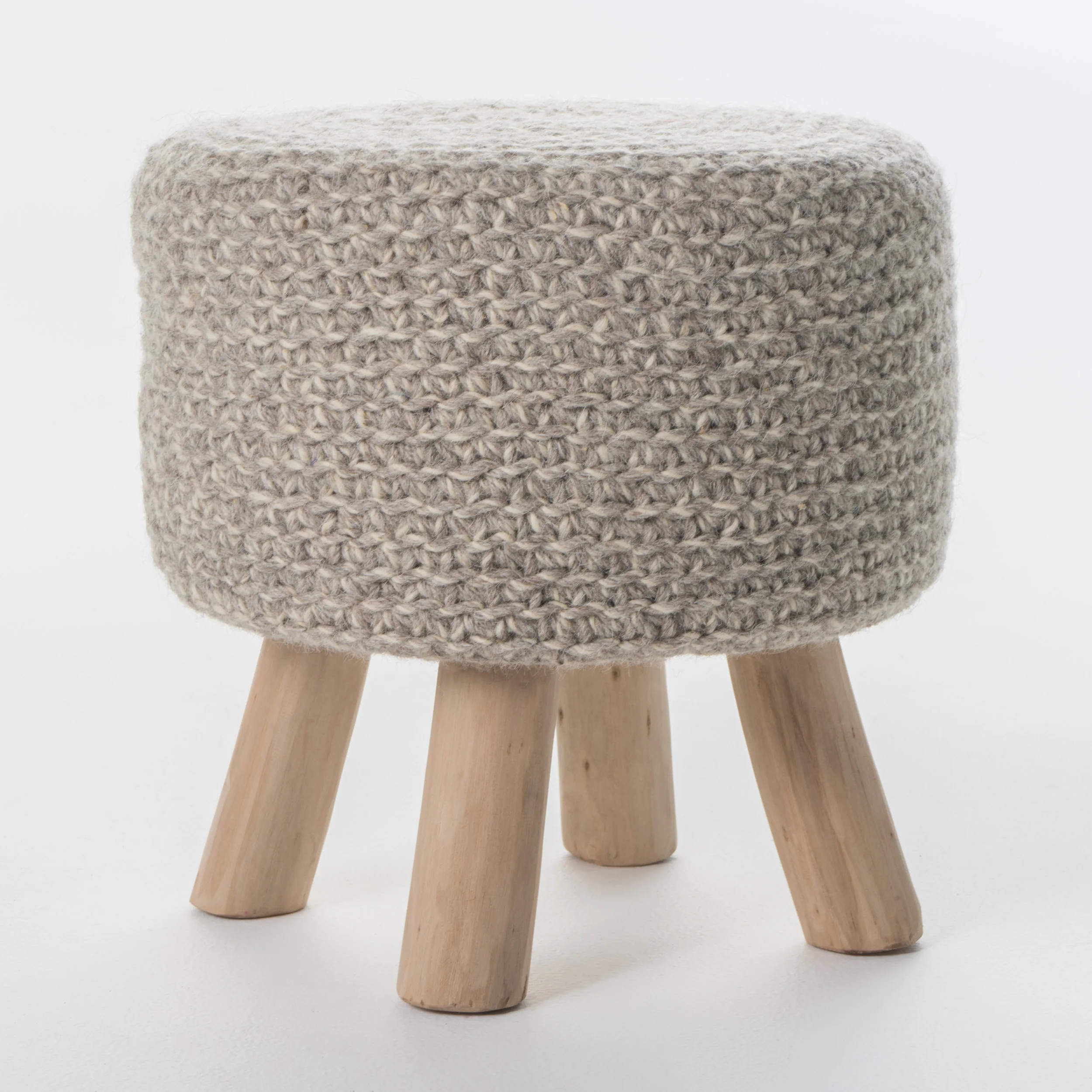Ponelli Handcrafted Boho Wool Ottoman Stool - furnishings