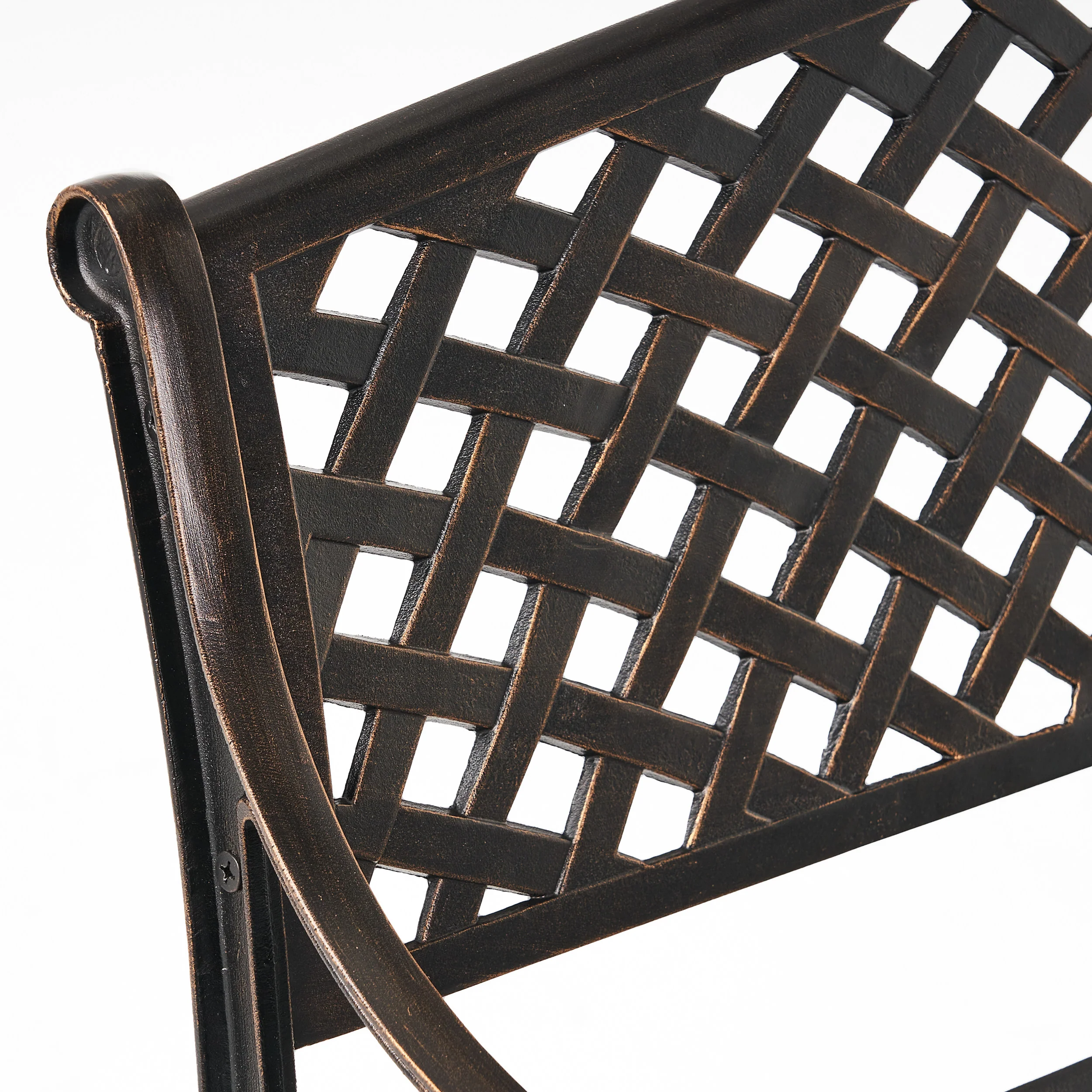 Eastwood Traditional Mesh Pattern Antique Copper Cast Aluminum Bench - furnishings