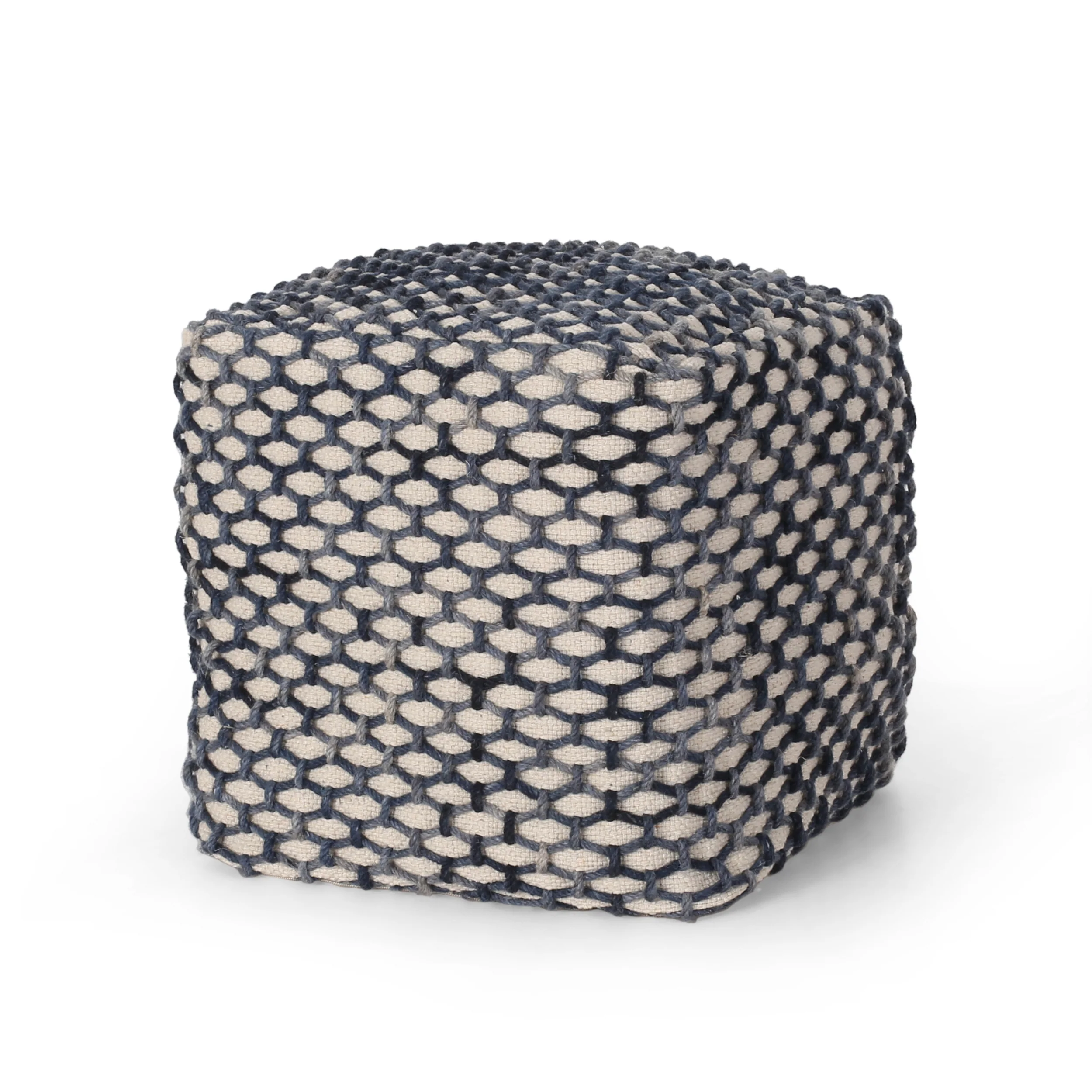 Jobe Boho Wool and Cotton Pouf - furnishings
