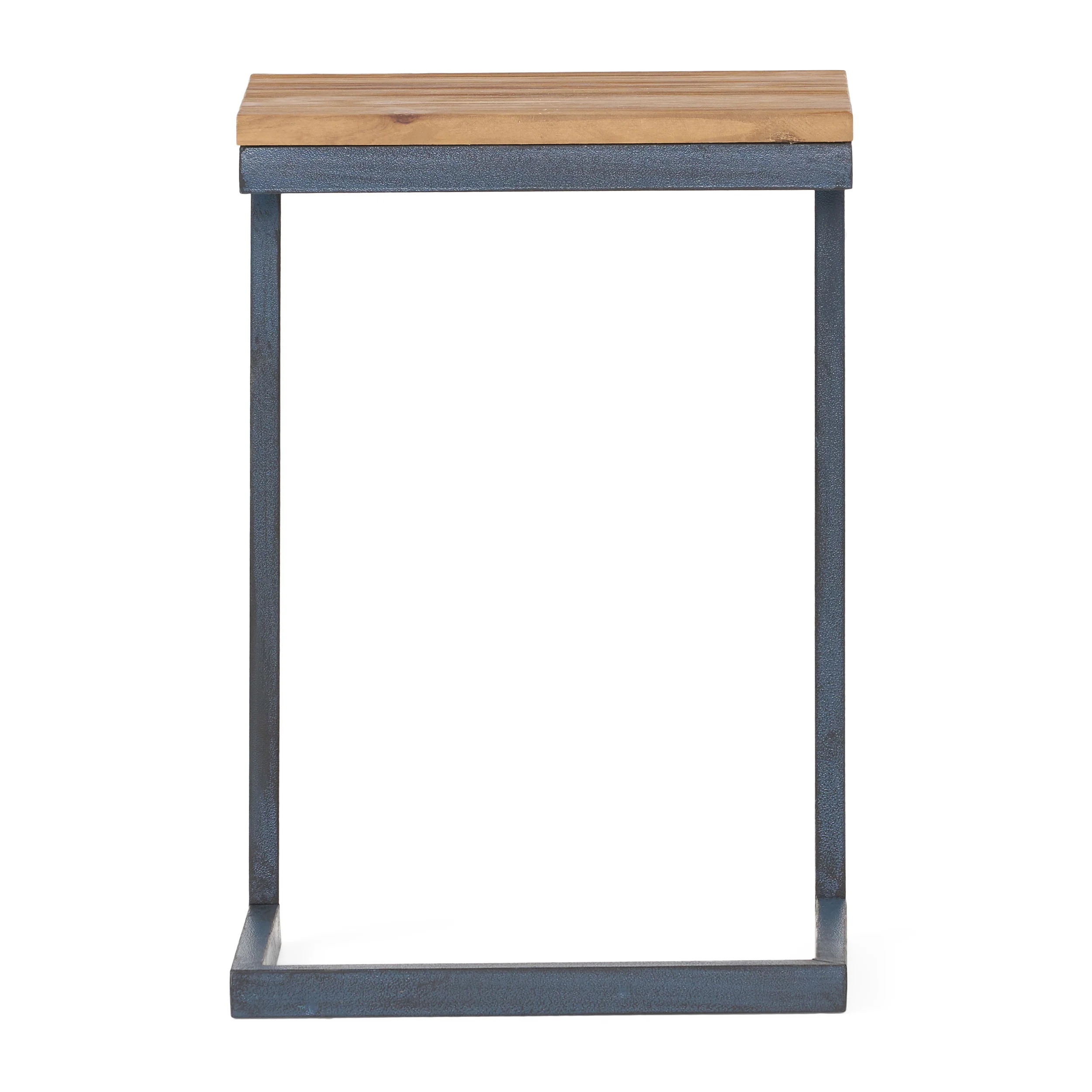 Ramona Modern Industrial Firwood C-Shaped Accent Side Table with Iron Frame - furnishings