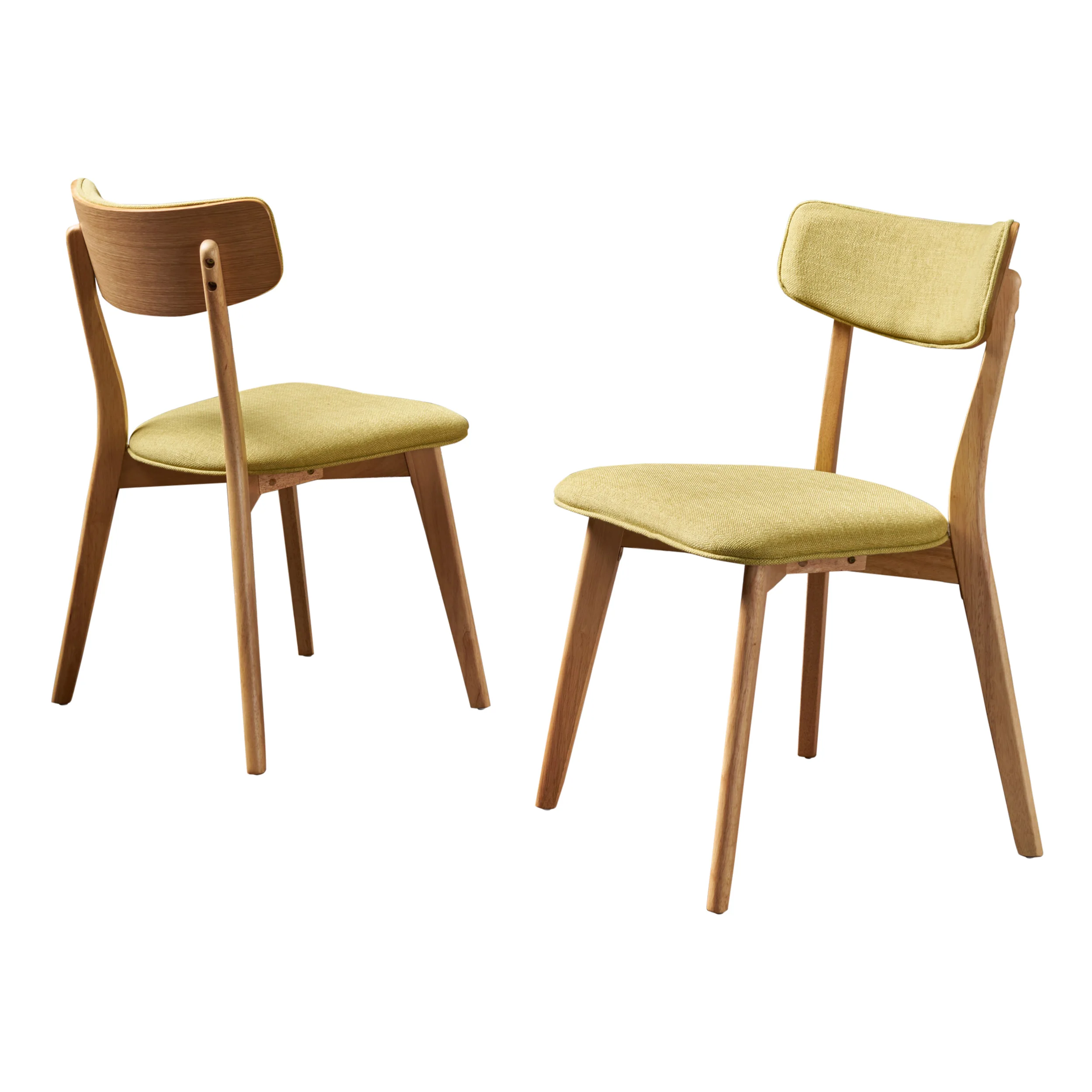 Turat Mid Century Fabric Dining Chairs with Natural Oak Finish(Set of 2) - furnishings