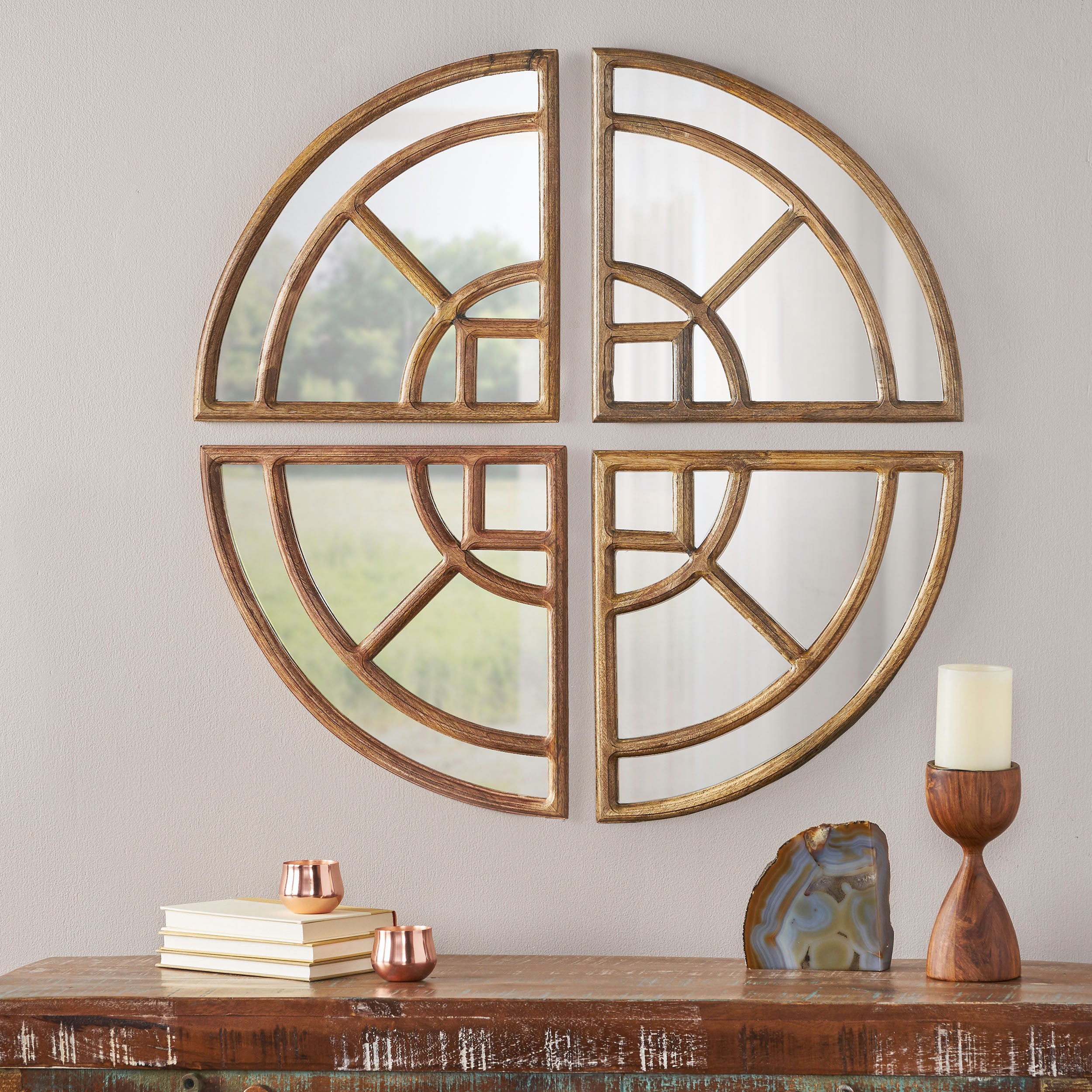 Hodaya Rustic Round Pie Mirror - furnishings
