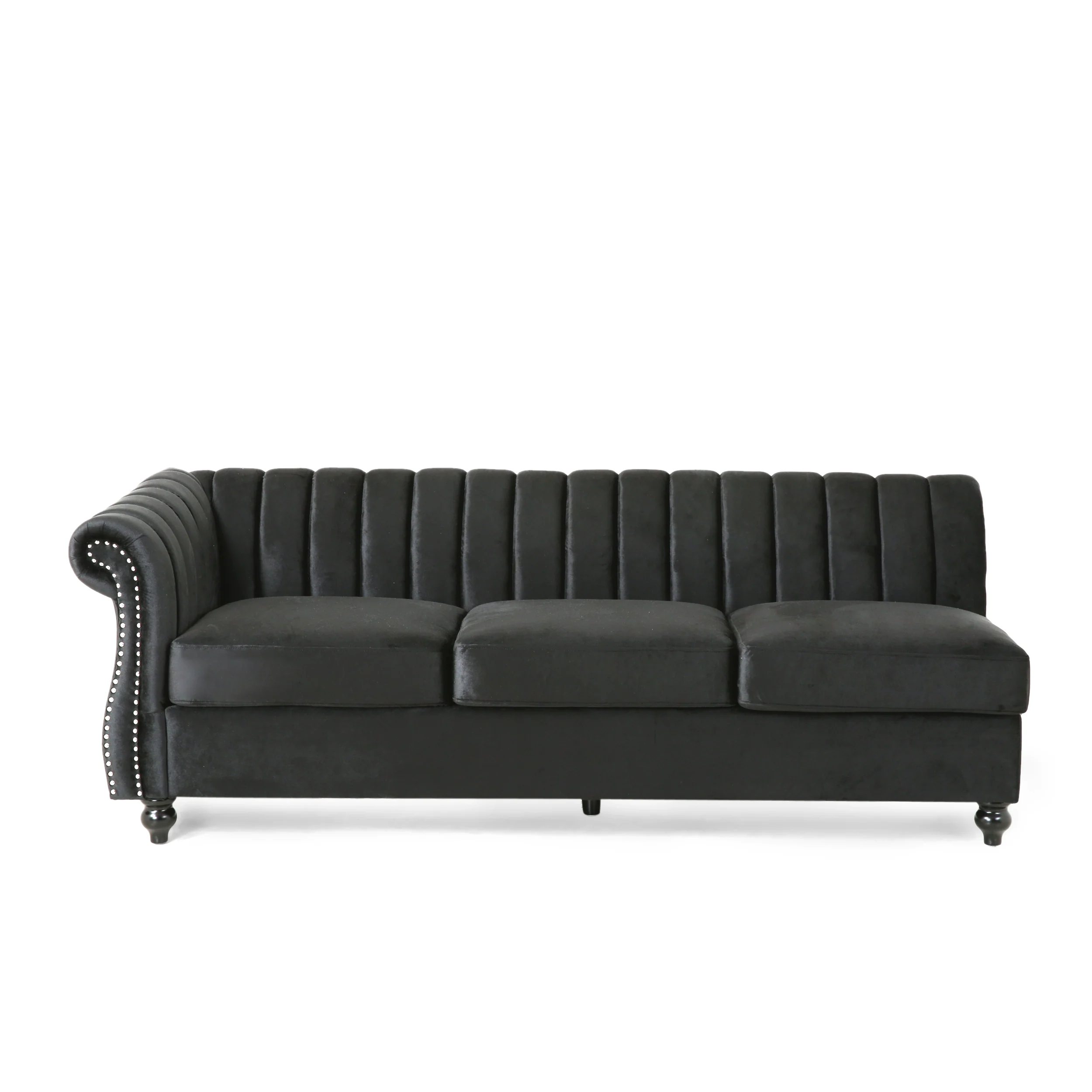 Jenera Modern Glam Velvet Channel Stitch Sectional Sofa Set - furnishings