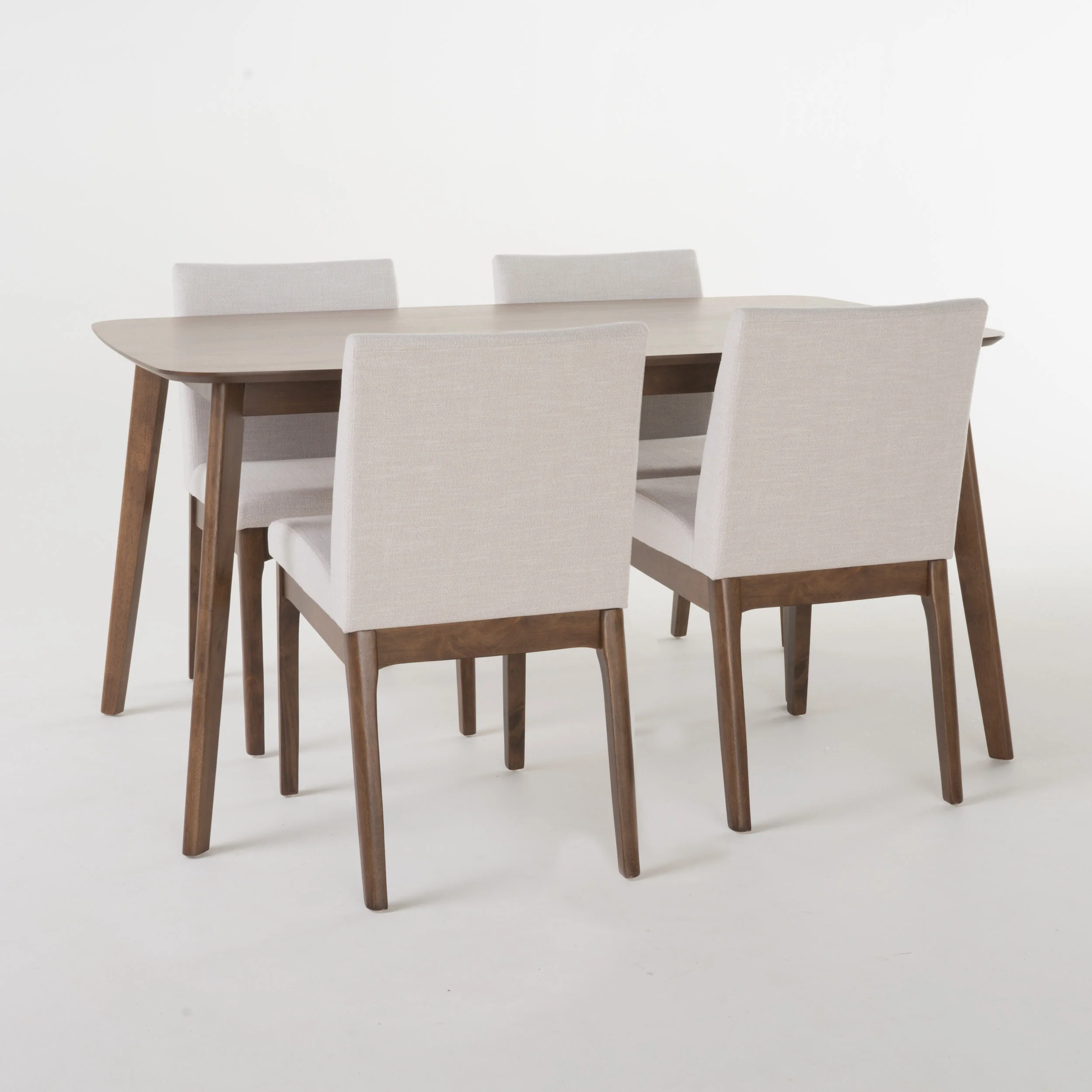 Katherine Mid Century Fabric & Wood Finish 5 Piece Dining Set - furnishings