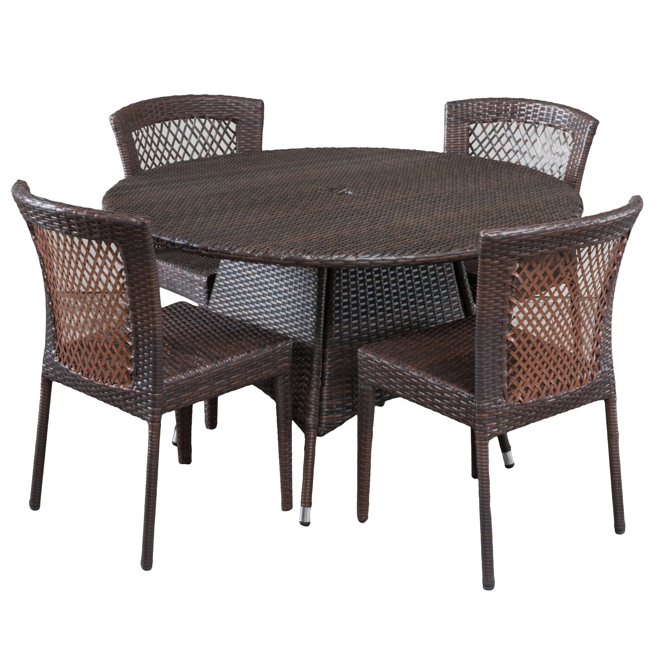 Holmes Outdoor 5pc Multibrown Wicker Dining Set - furnishings