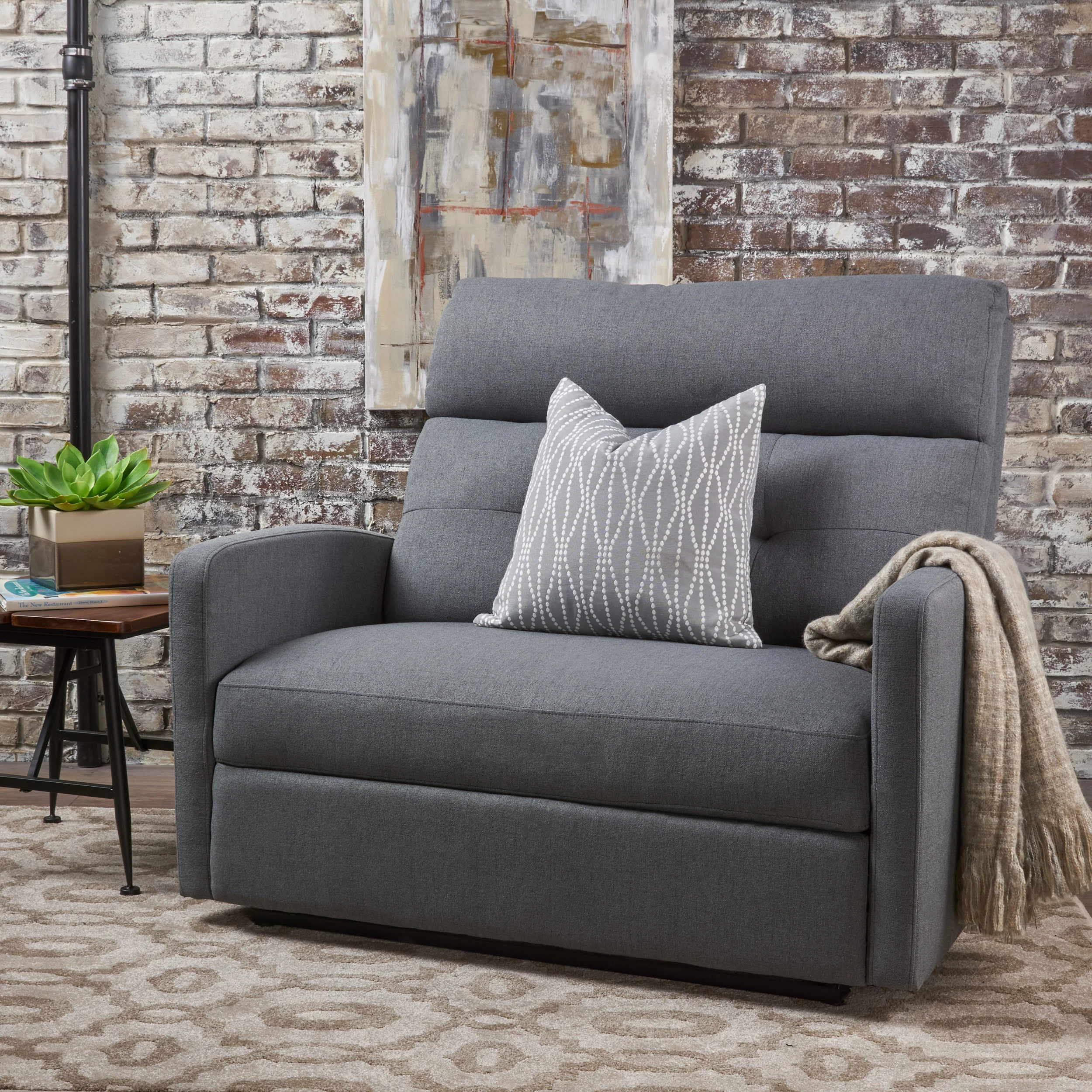Hana Plush Cushion Tufted Back Microfiber Loveseat Recliner - furnishings