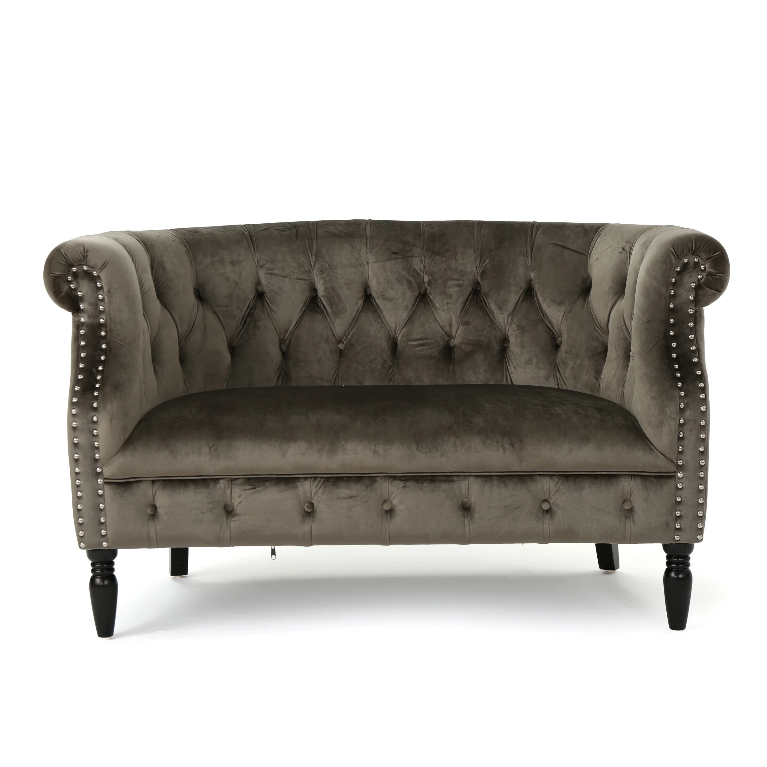Melaina Tufted Scroll Arm New Velvet Loveseat - furnishings