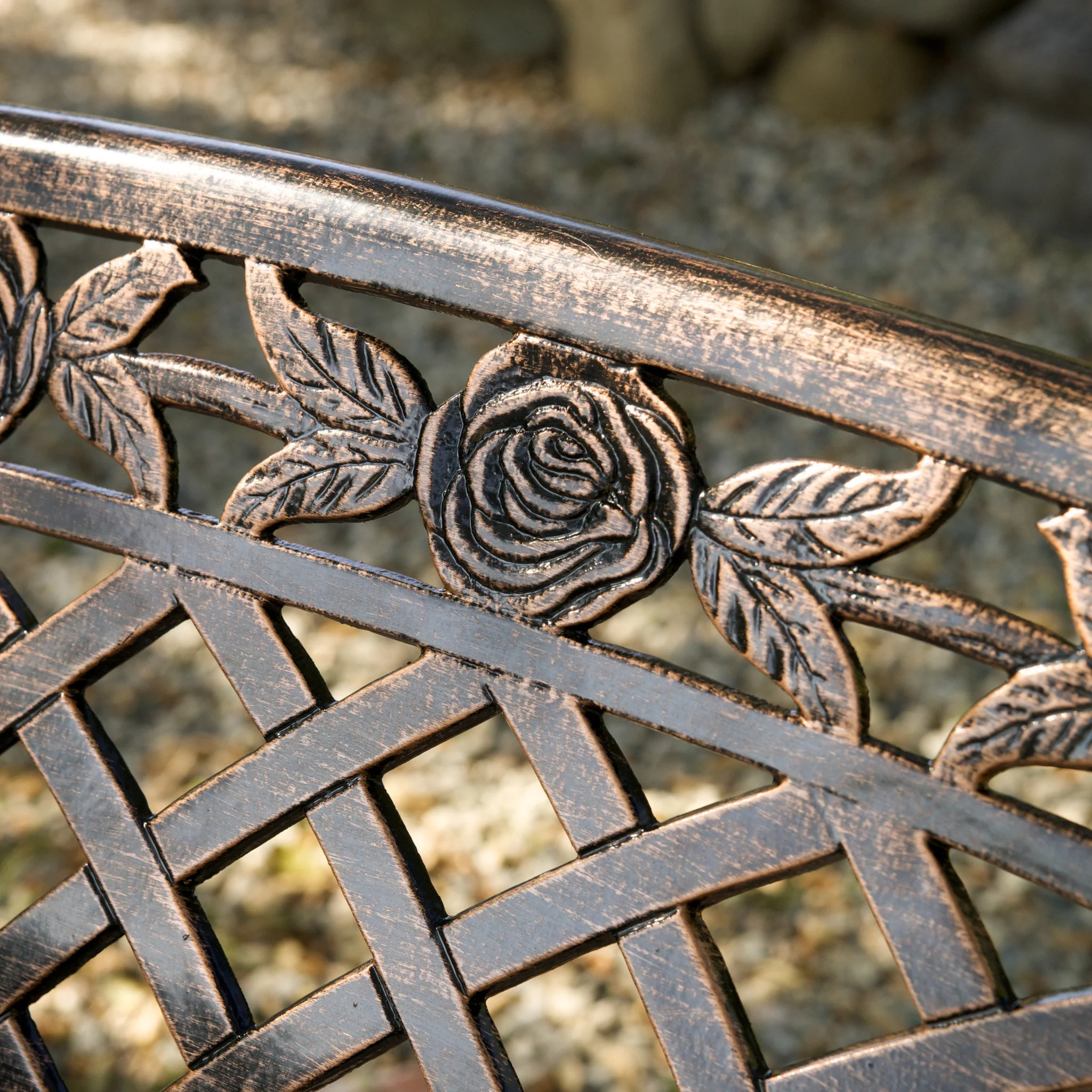 Casablanca Outdoor Copper Cast Aluminum Bench - furnishings