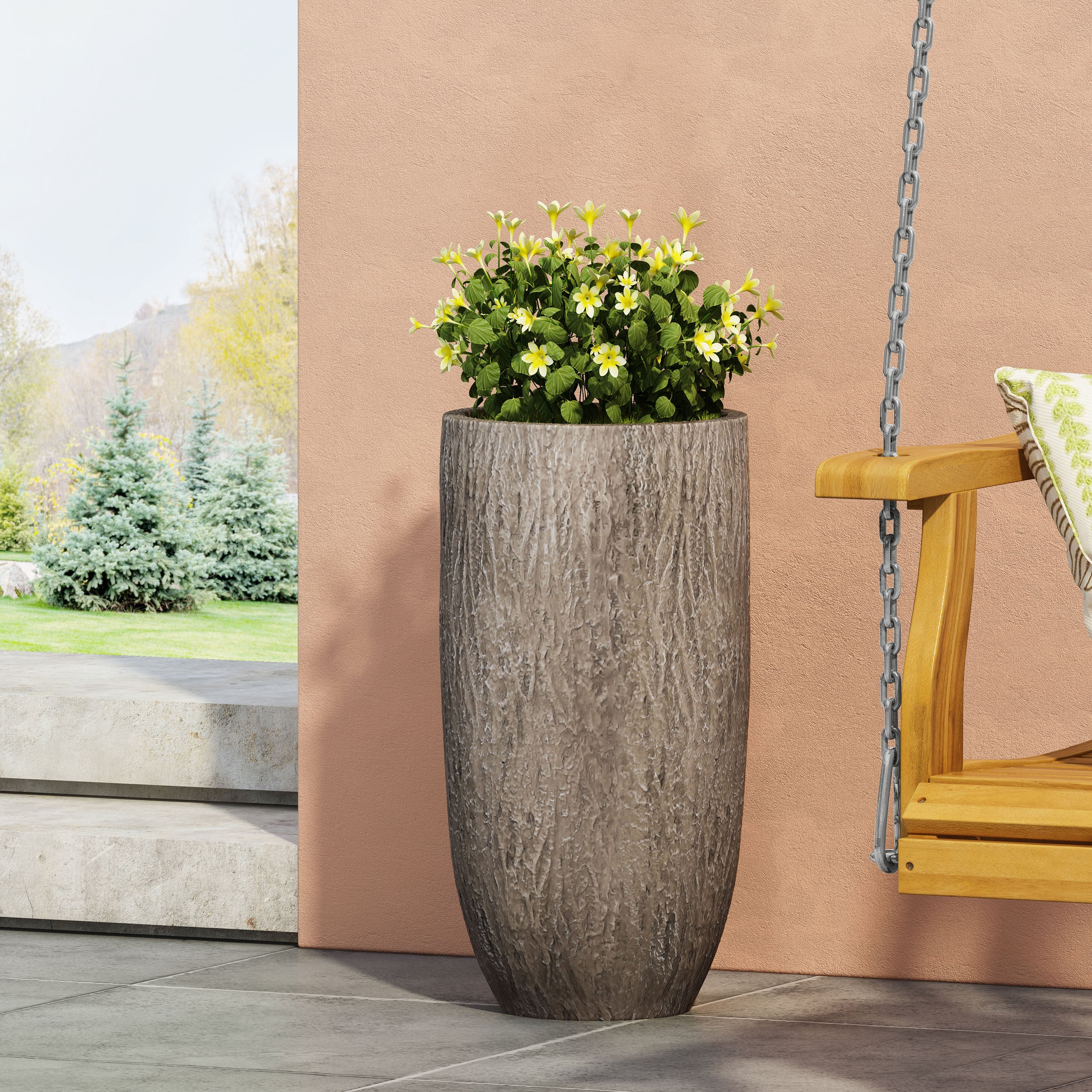 Moreno Outdoor Cast Stone Planter - furnishings