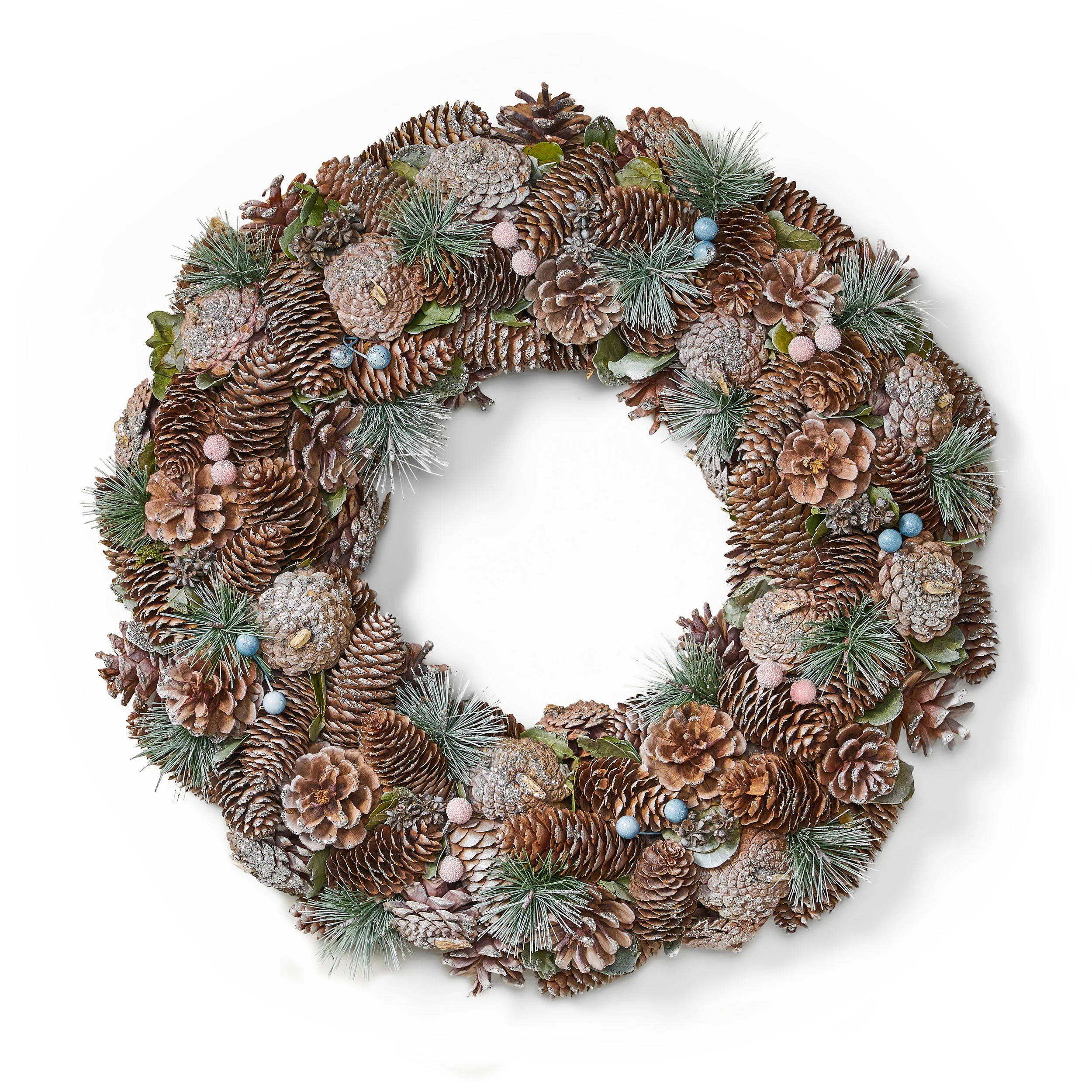 18.5 Inch Artificial Pinecone and Glitter Christmas Wreath - furnishings