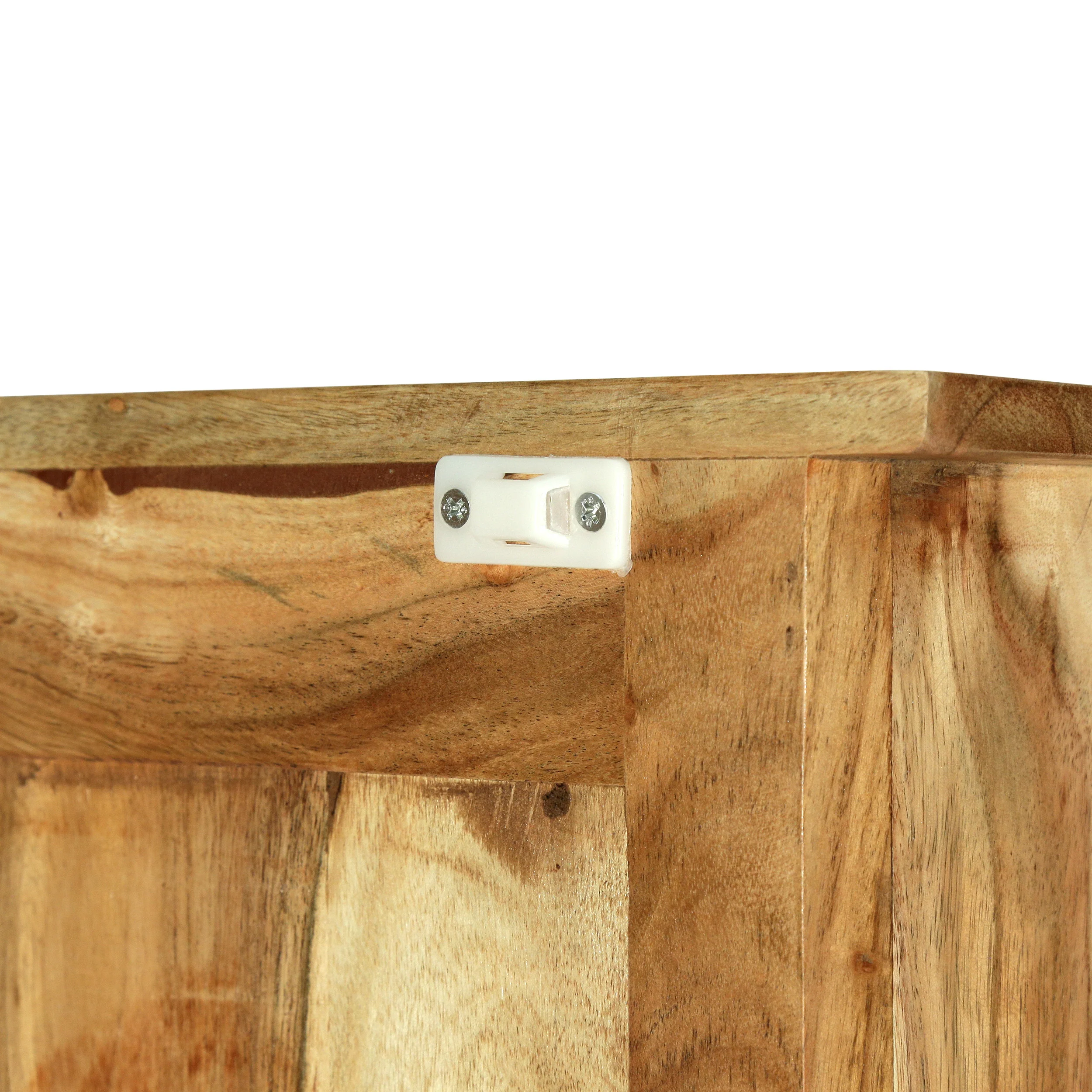 Veatch Modern Industrial Handcrafted Acacia Wood Live Edge Cabinet with Sliding Door, Natural and Black - furnishings