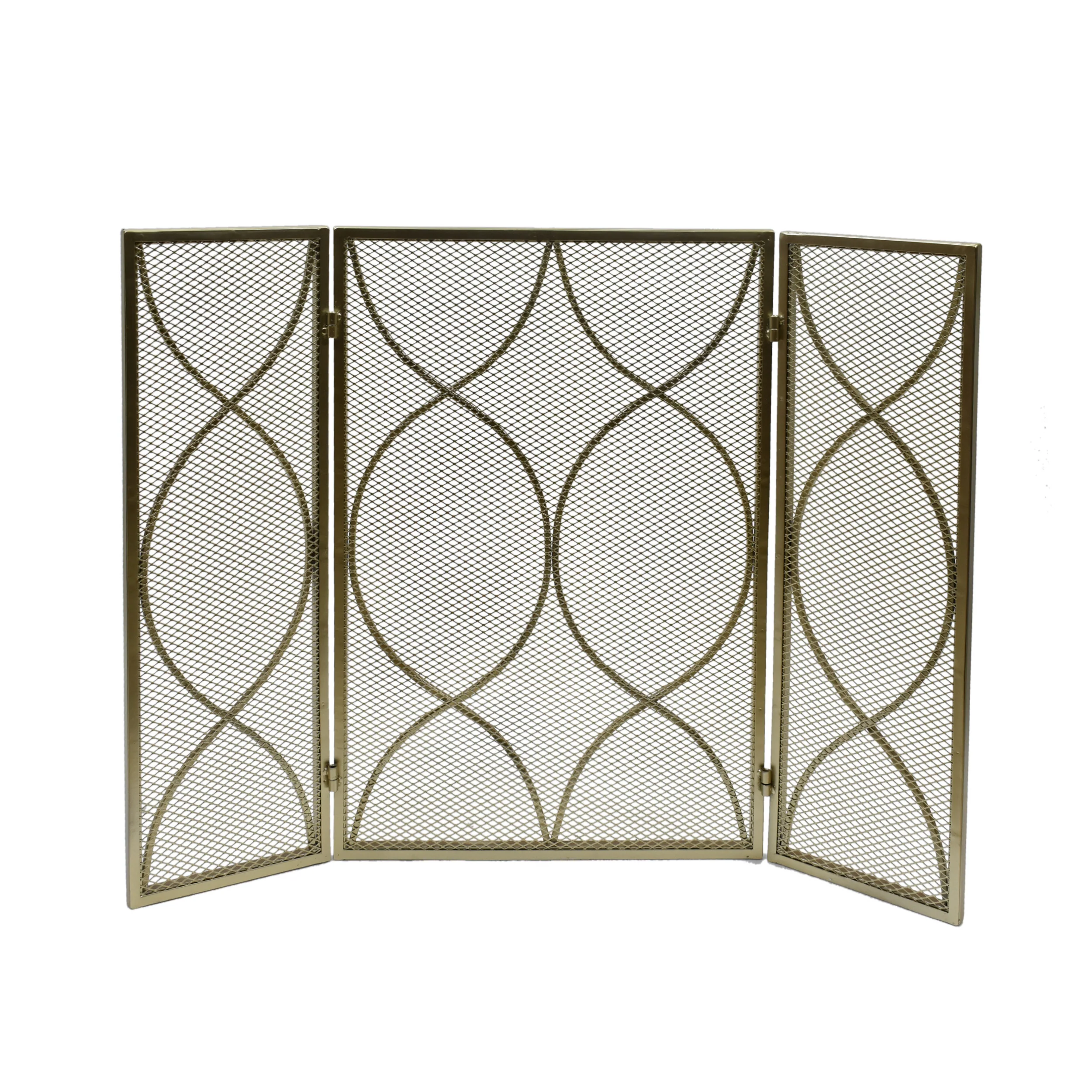 Laylah Modern Three Panel Iron Firescreen - furnishings