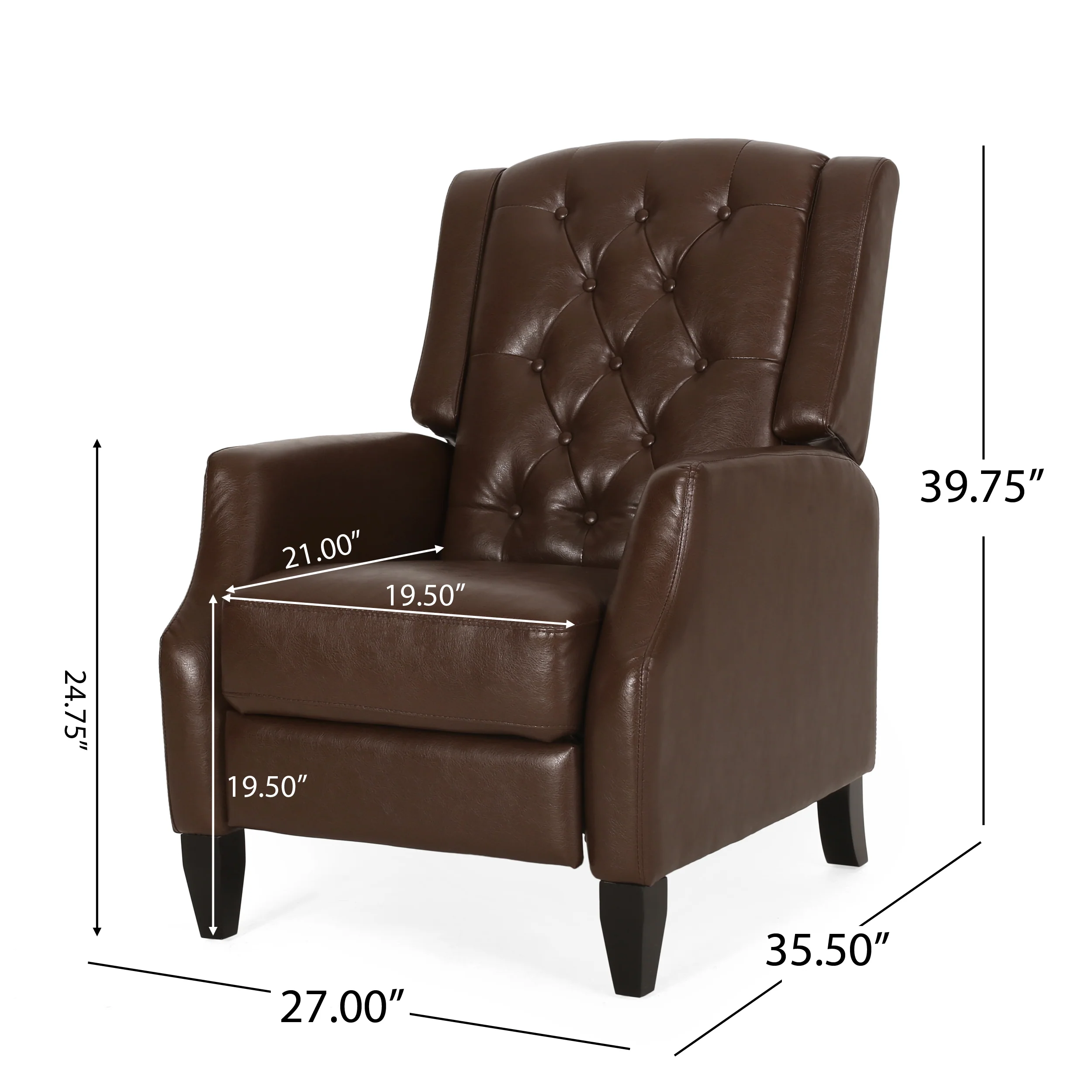 Loubar Contemporary Faux Leather Tufted Pushback Recliners, Set of 2 - furnishings