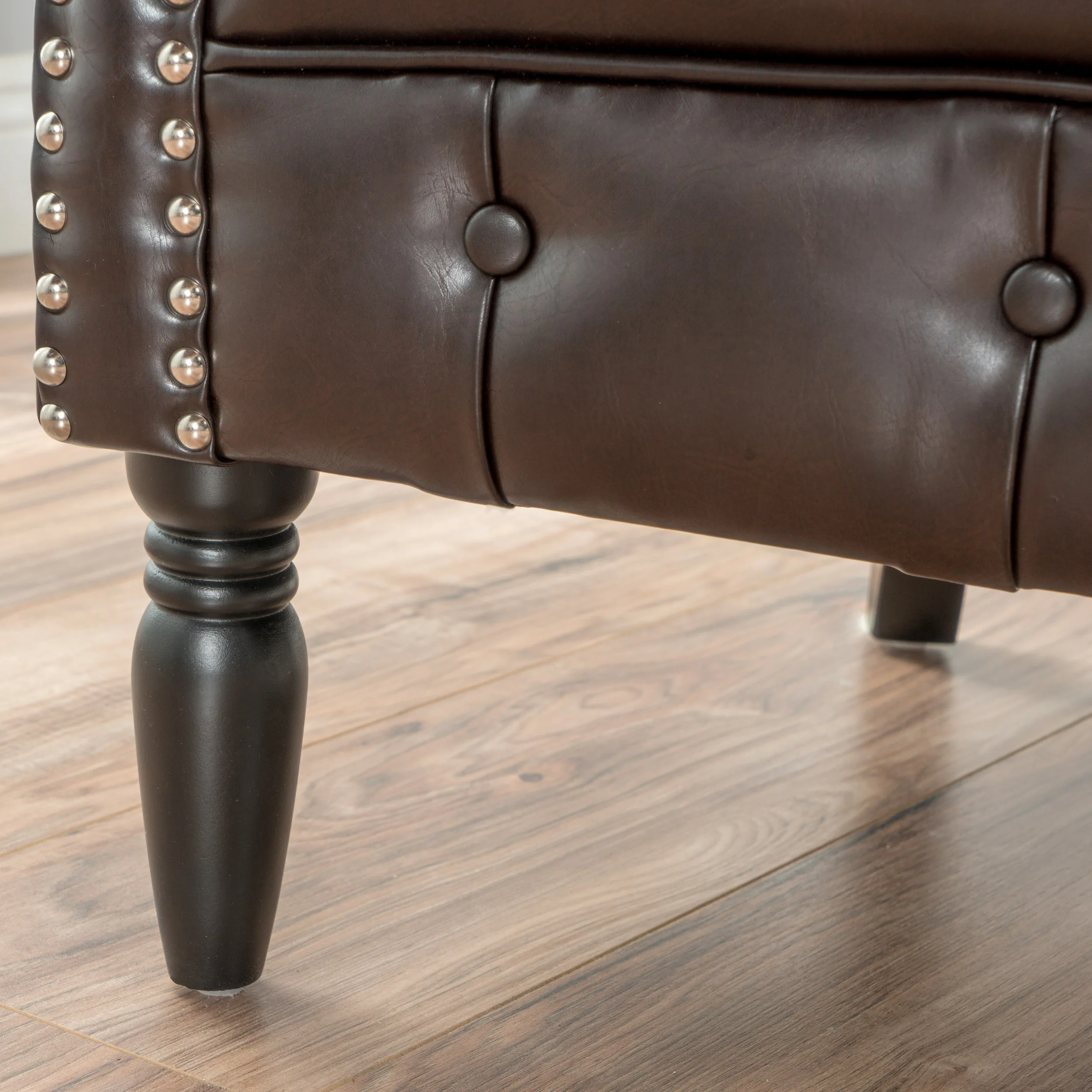 Aries Rolled Back Button Tufted Leather Tub Design Club Chair - furnishings