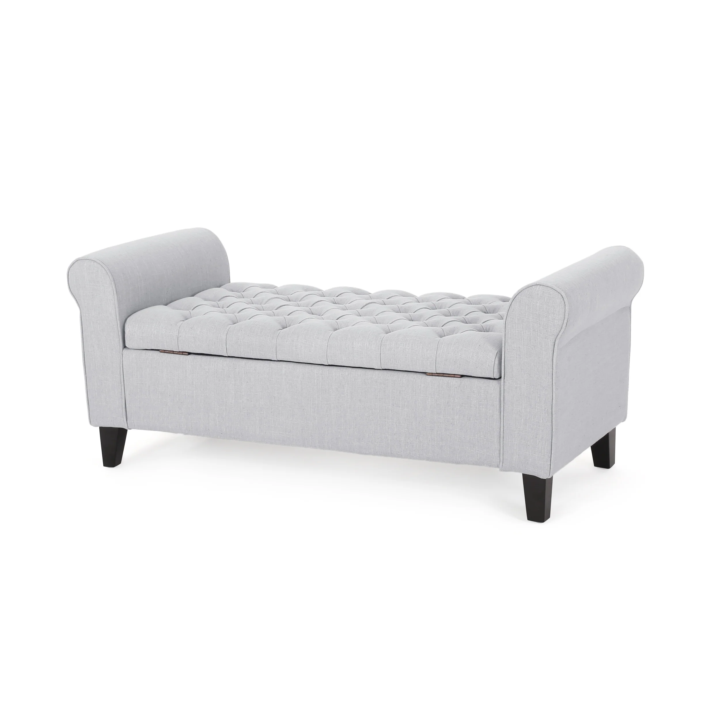 Charlemagne Rolled Arm Tufted Fabric Storage Ottoman Bench - furnishings