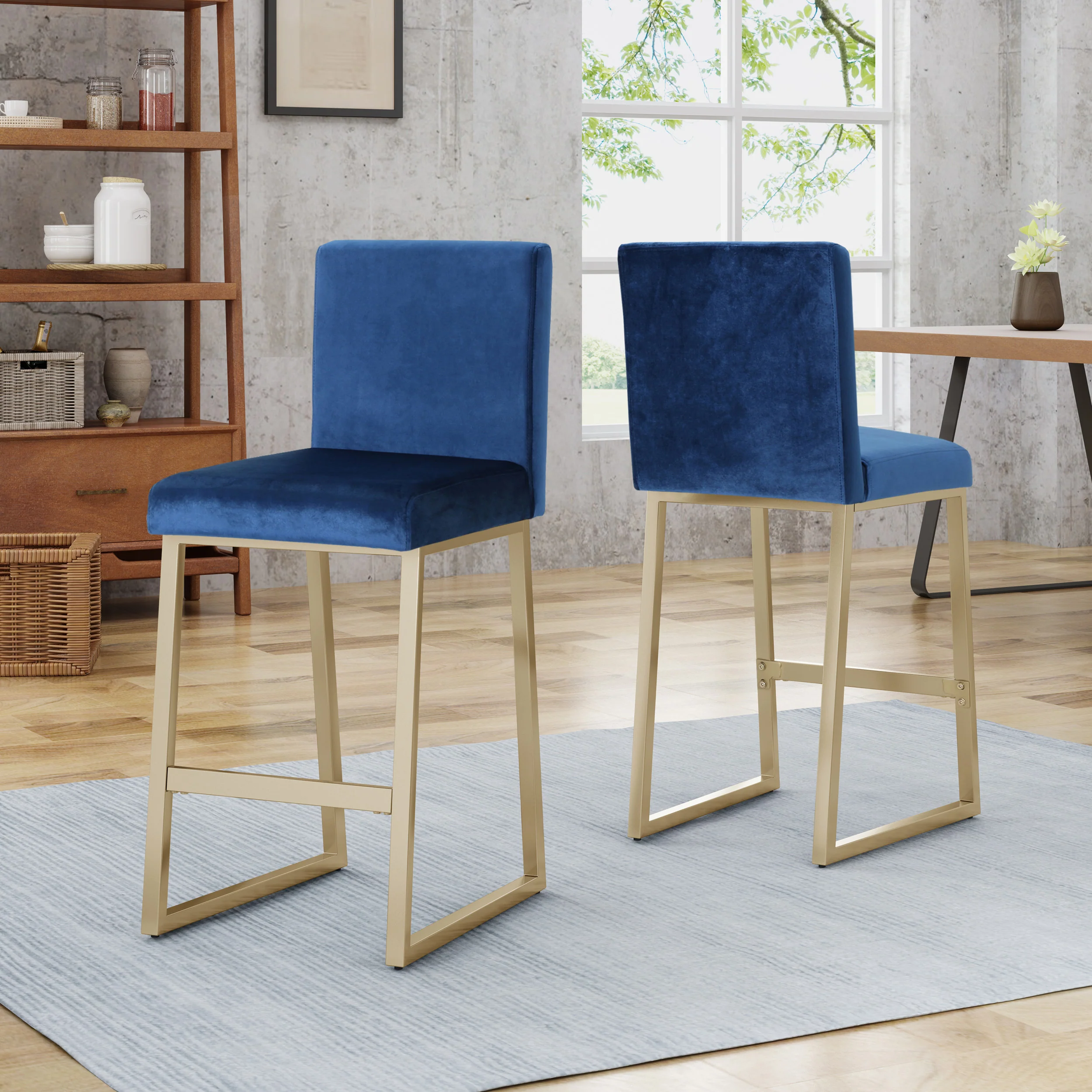 Lexi Modern Velvet Barstools (Set of 2) - furnishings