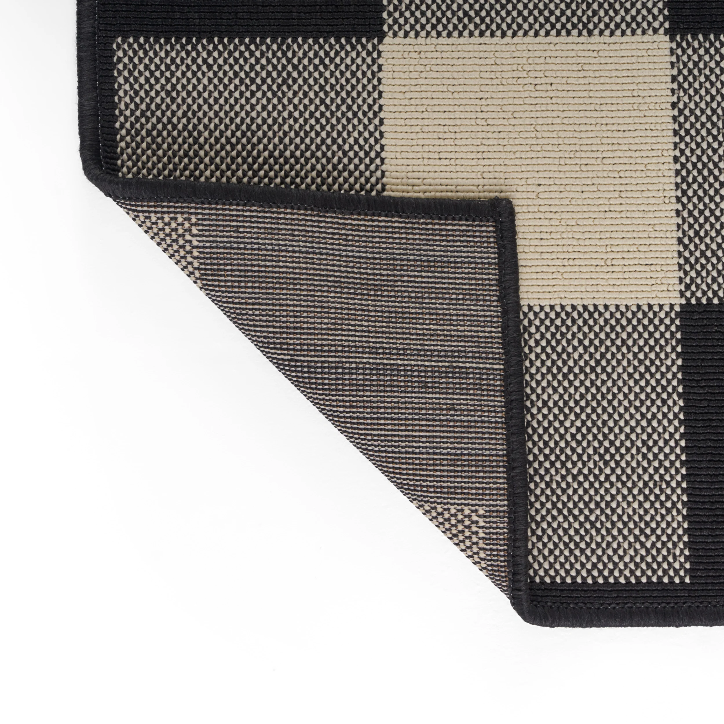 Jessica Outdoor Check Area Rug, Black and Ivory - furnishings
