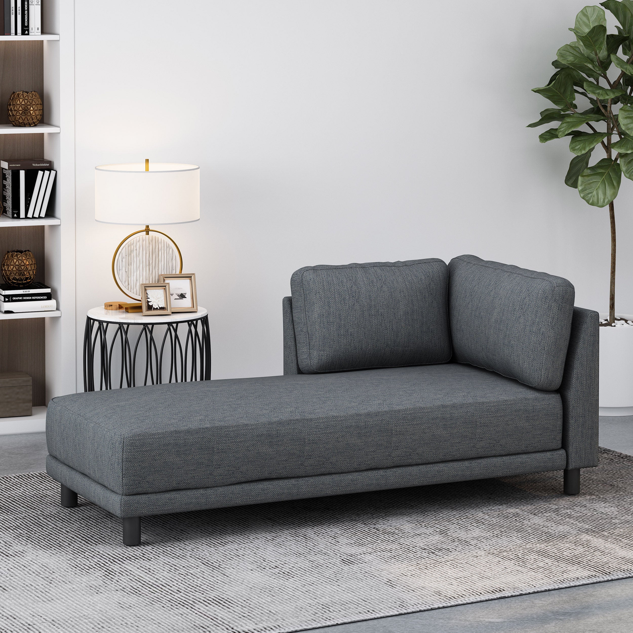 Wellston Contemporary Fabric Upholstered Chaise Lounge - furnishings