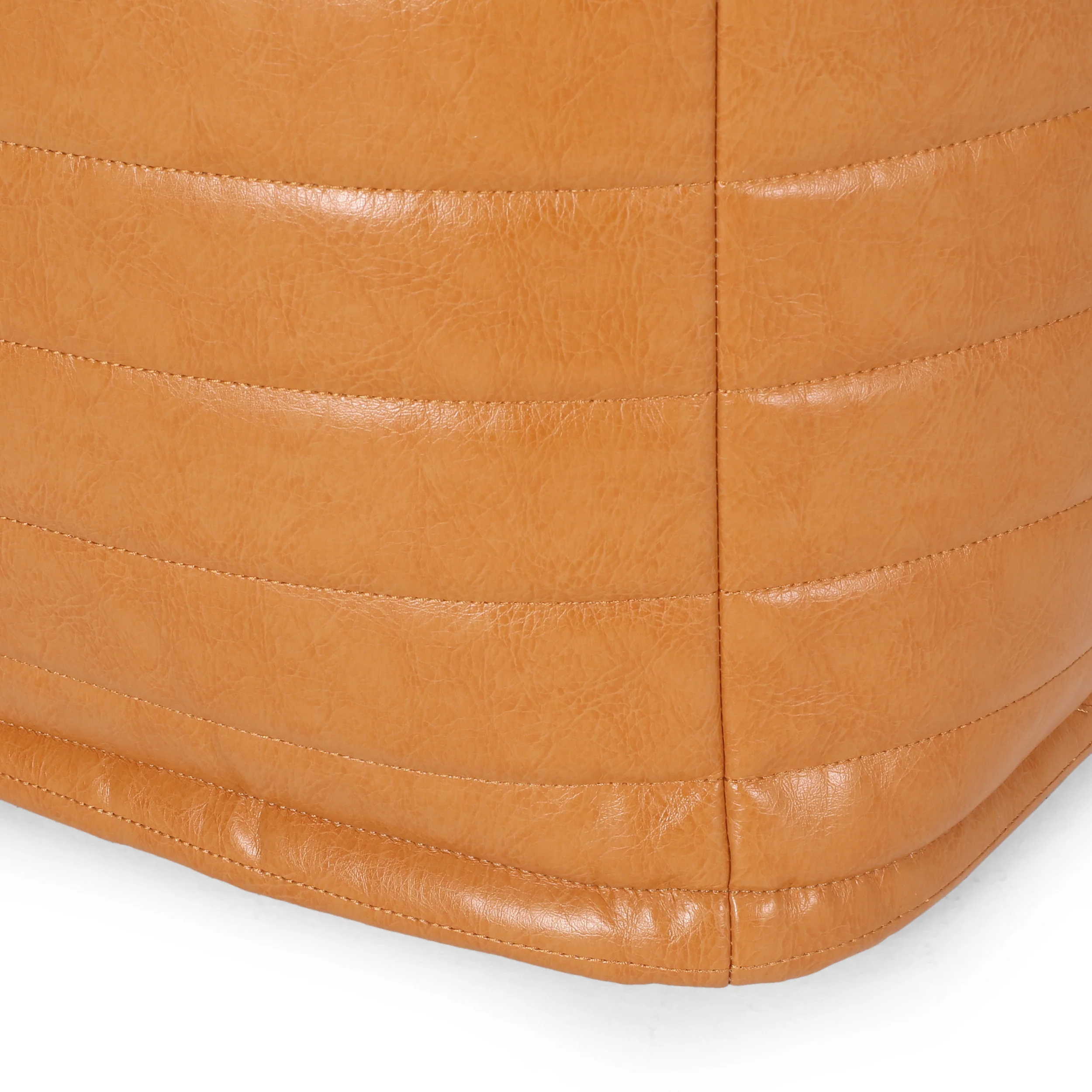 Conrail Contemporary Faux Leather Channel Stitch Pouf - furnishings