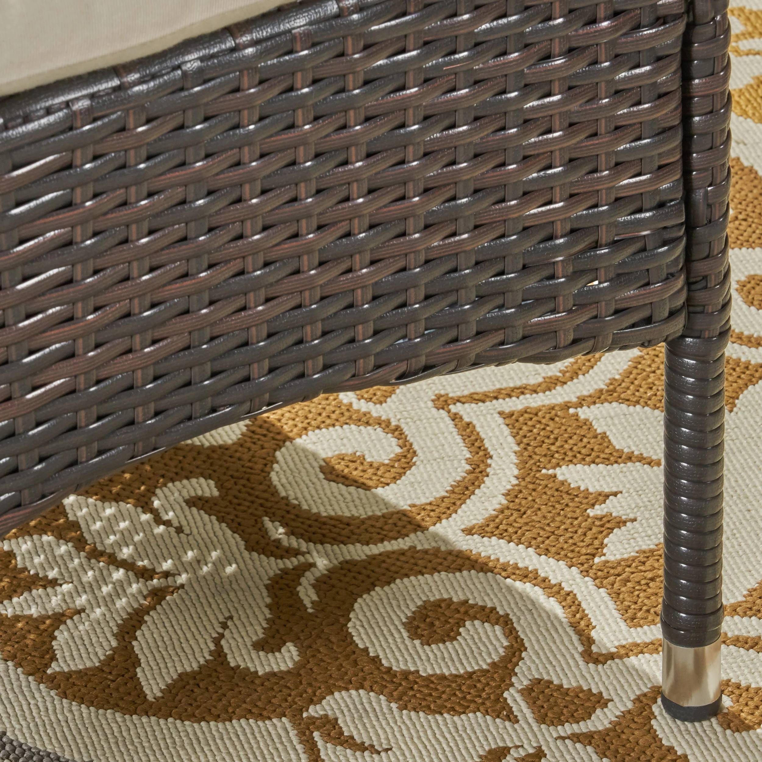 Saluda Outdoor Wood and Wicker Expandable Dining Set - furnishings