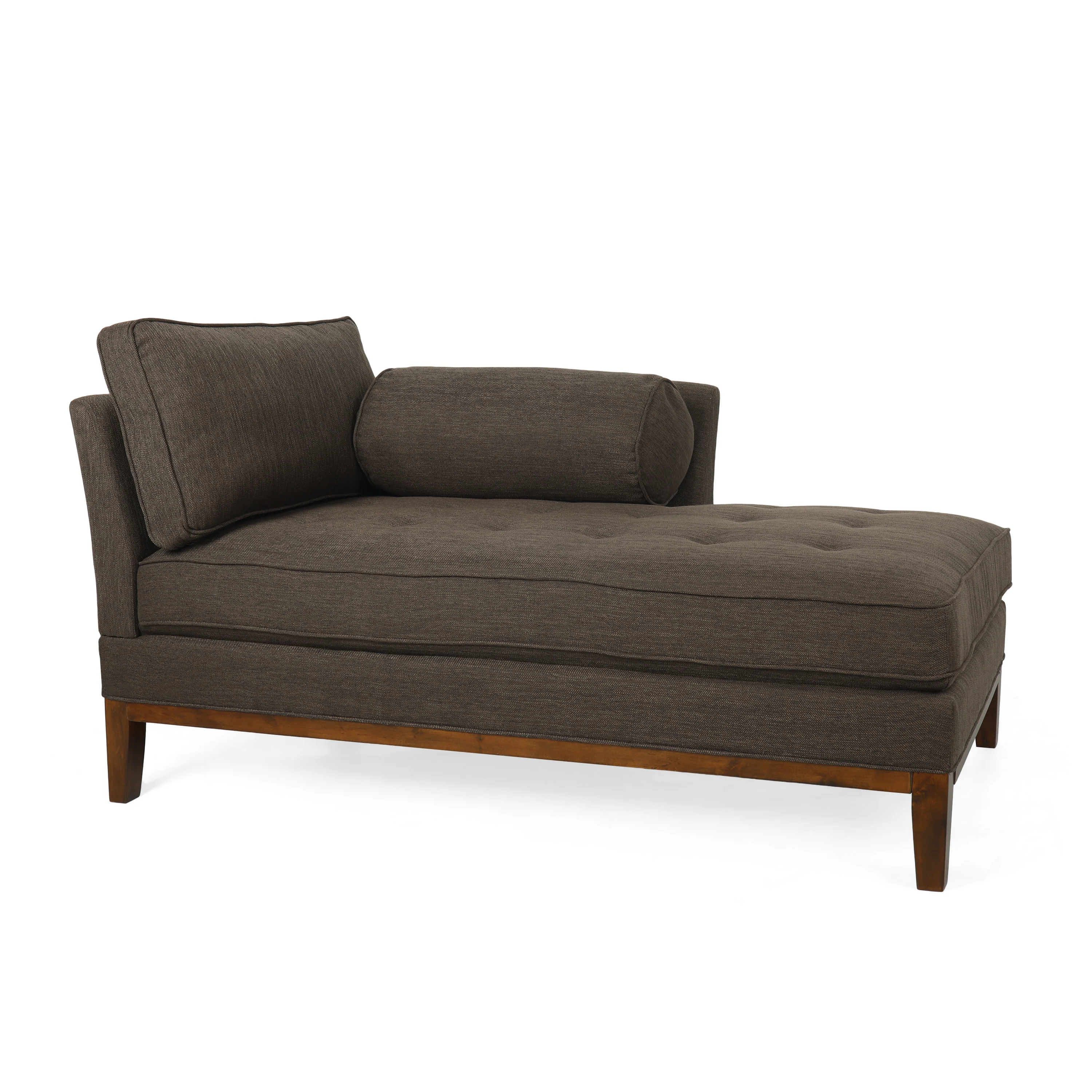 Neel Contemporary Fabric Tufted Chaise Lounge with Bolster Pillow - furnishings