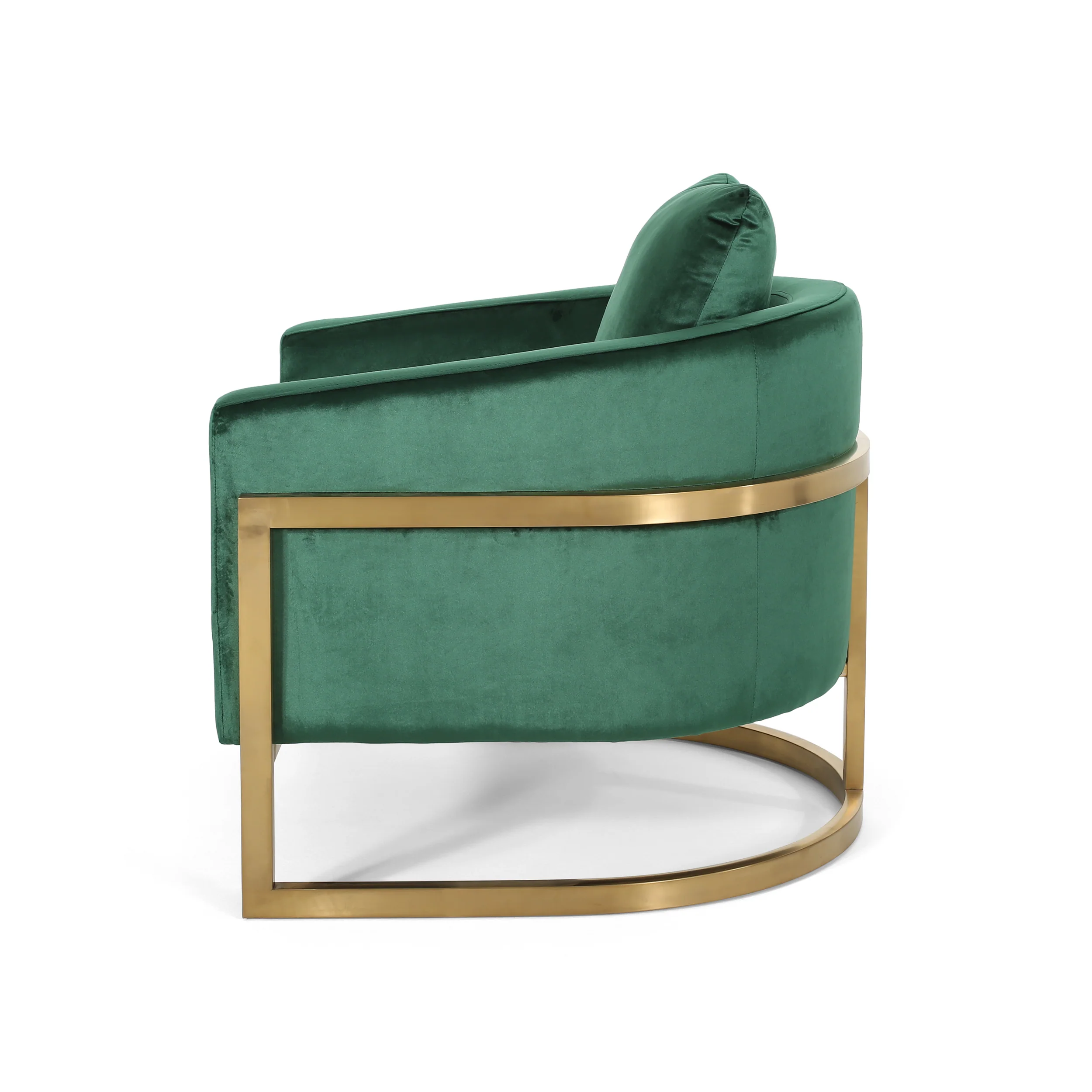 Coldwater Modern Velvet Glam Armchair with Stainless Steel Frame - furnishings