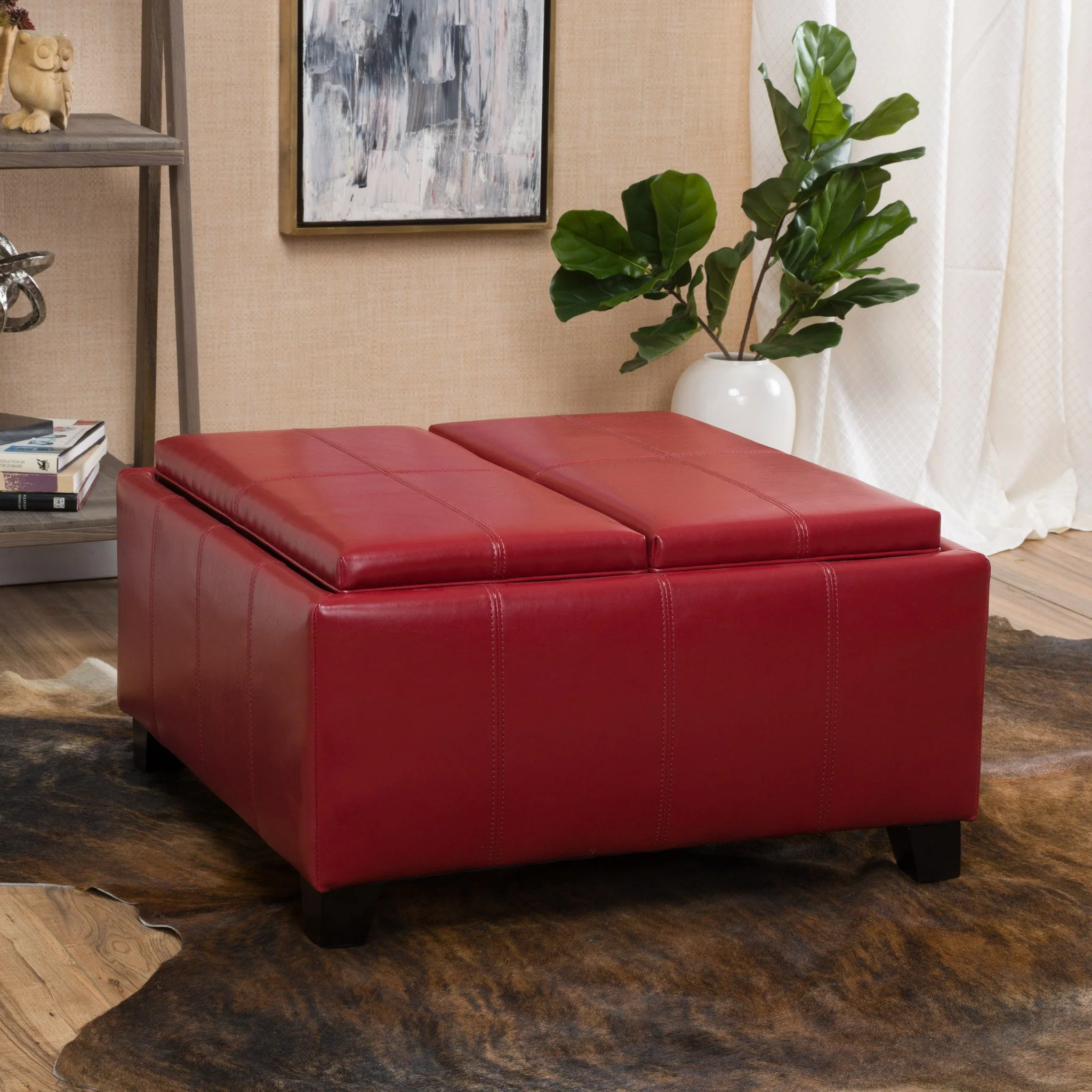 Mansfield Contemporary Tray Top Storage Ottoman - furnishings