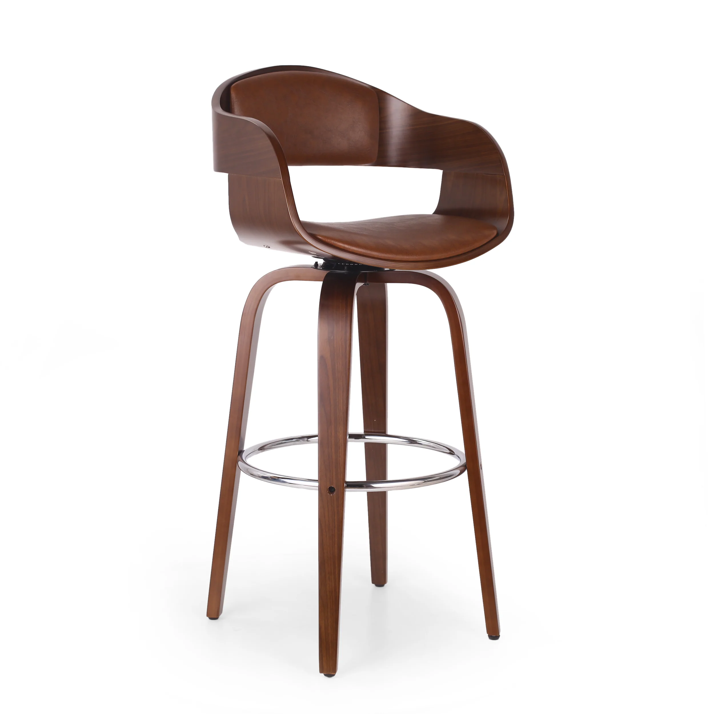 Soledad Mid-Century Modern Upholstered Swivel Barstool - furnishings