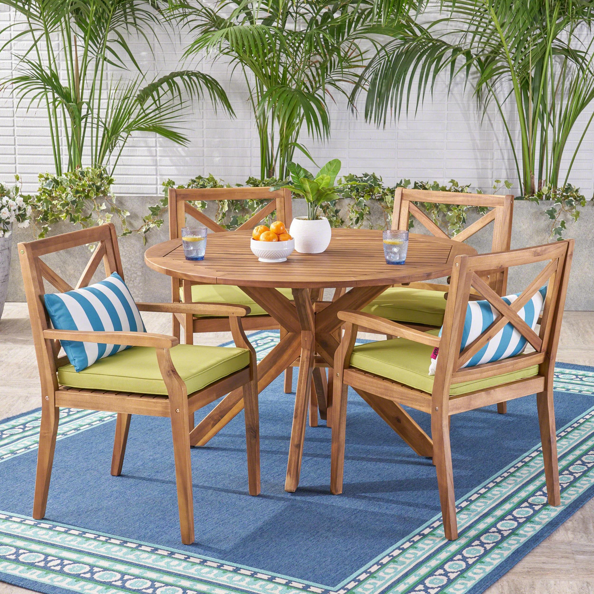Jordan Outdoor 5 Piece Acacia Wood Dining Set - furnishings