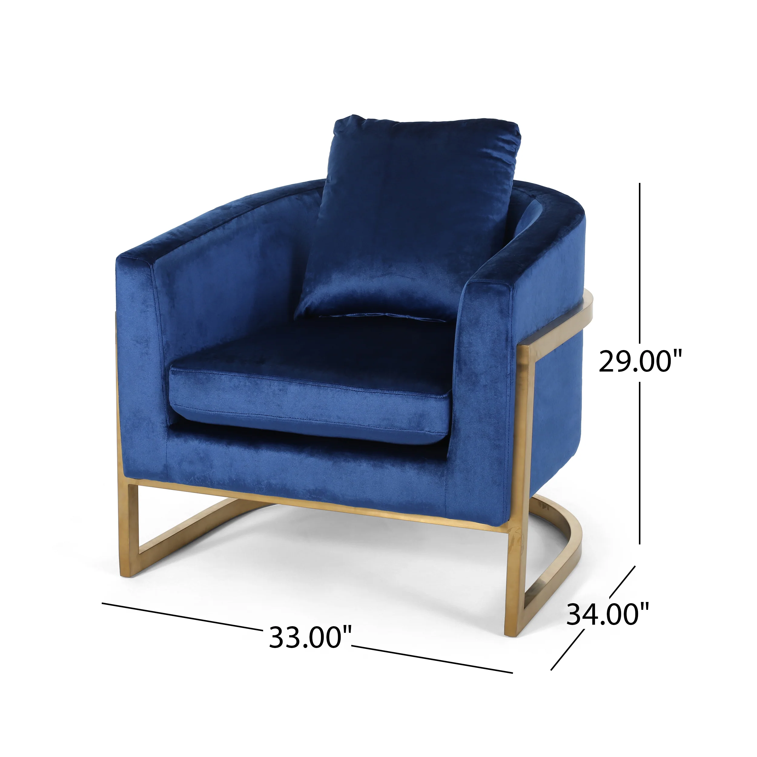 Coldwater Modern Velvet Glam Armchair with Stainless Steel Frame - furnishings