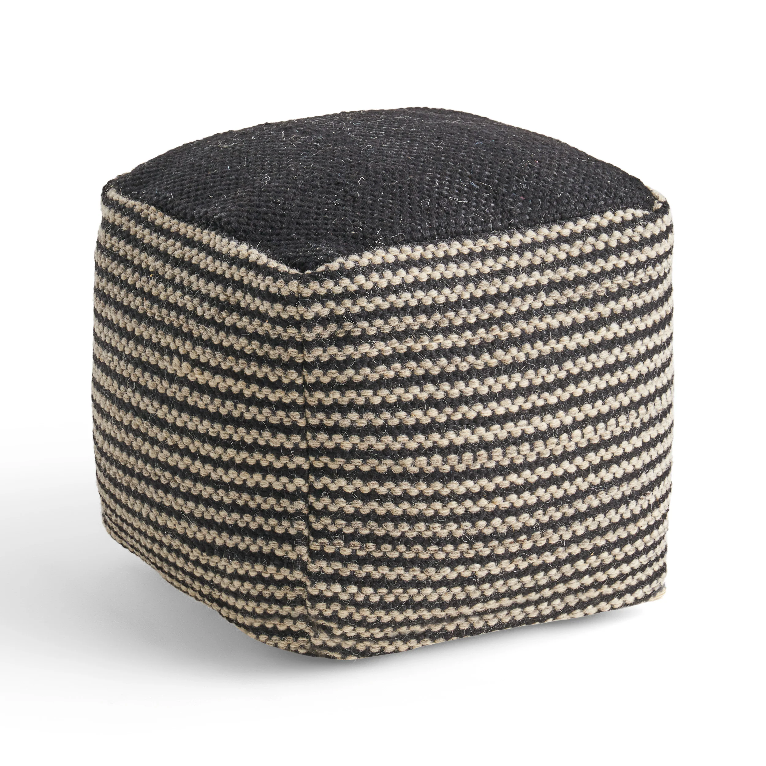 Allyssa Boho Wool and Cotton Ottoman Pouf - furnishings