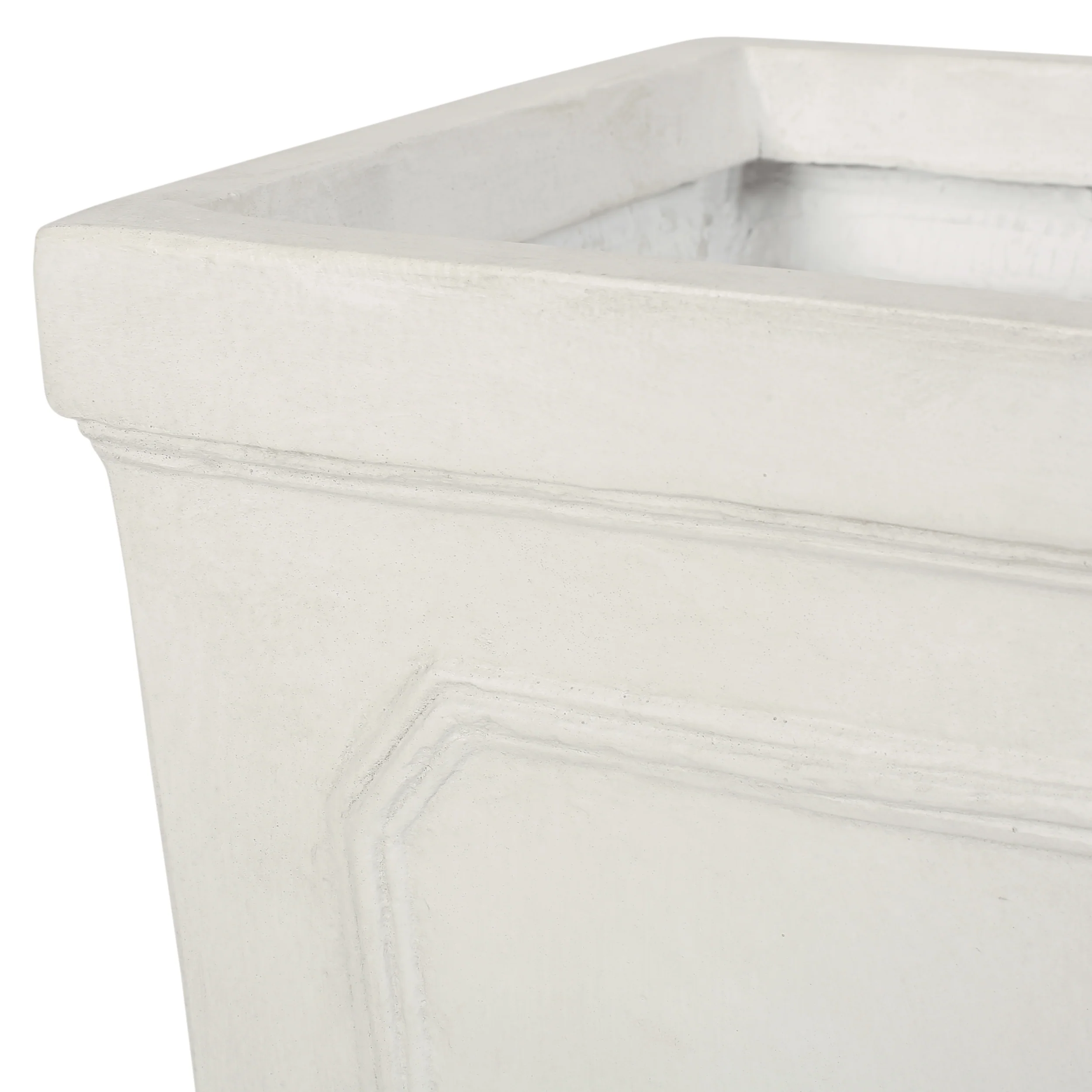 Greg Outdoor Small and Medium Cast Stone Tapered Planter Set, Antique White - furnishings