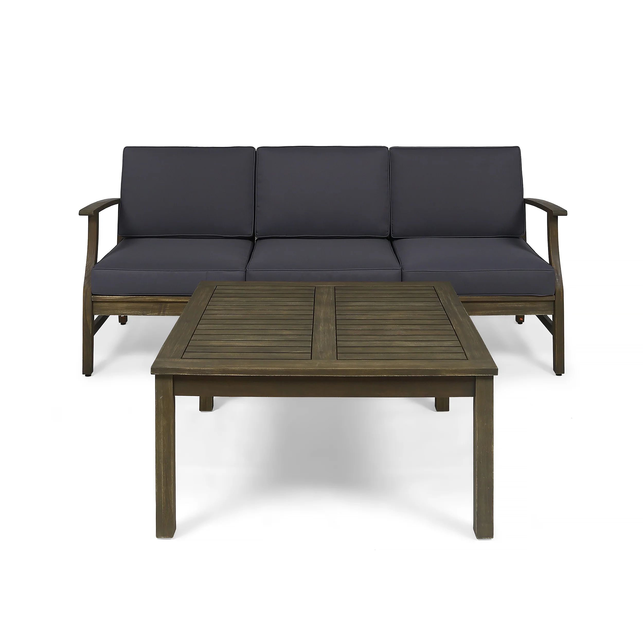 Lorelei Outdoor 4 Piece Acacia Wood Sofa and Coffee Table Set - furnishings