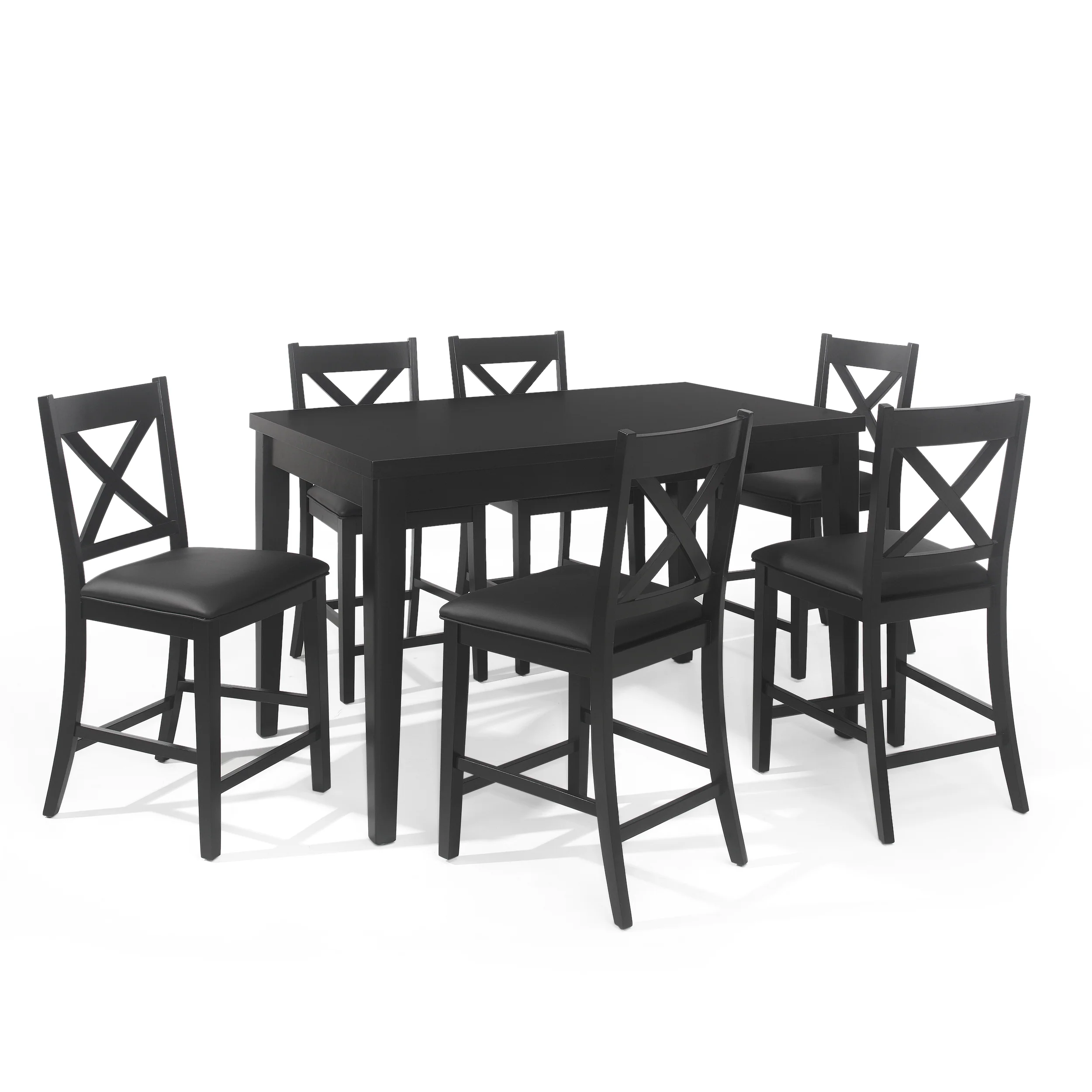 Lenhart Farmhouse Wood Counter Height 7 Piece Dining Set - furnishings