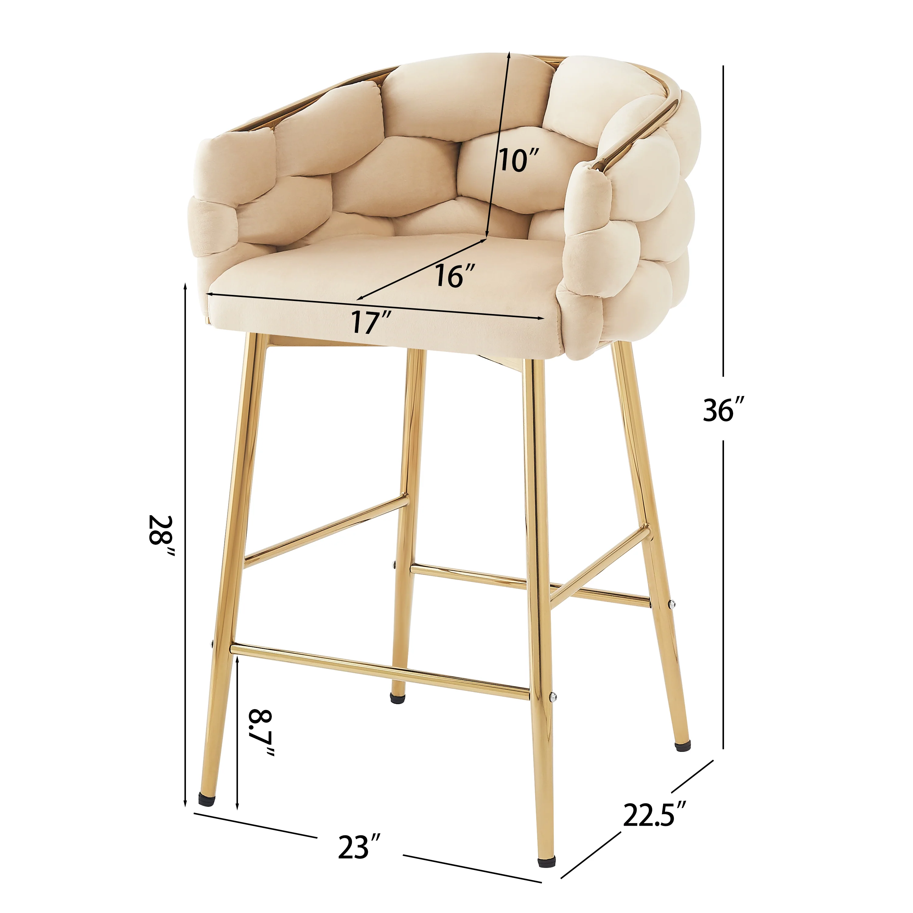 Reede Modern Upholstered Flannelette Counter Stools - furnishings
