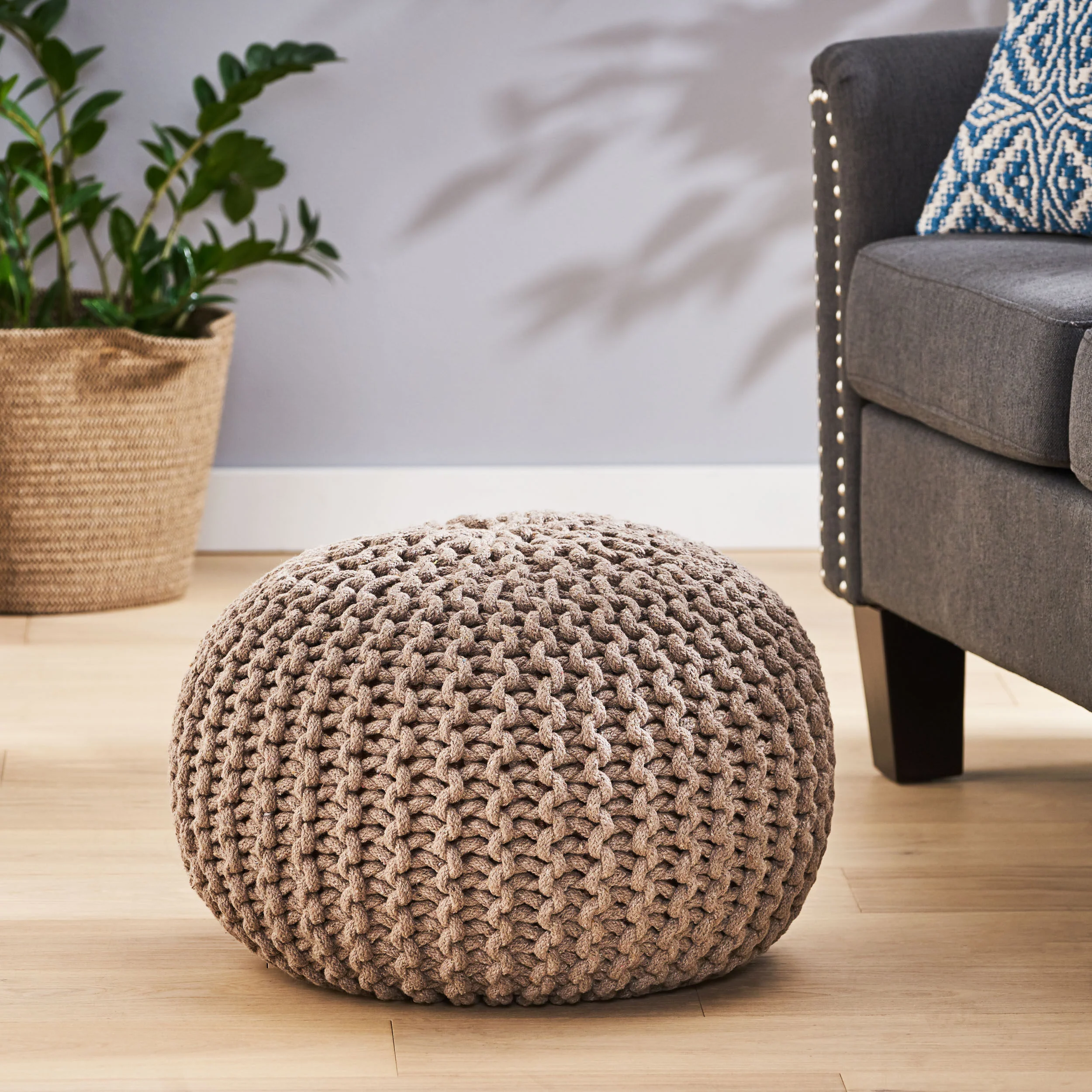 Poona Handcrafted Modern Cotton Pouf - furnishings