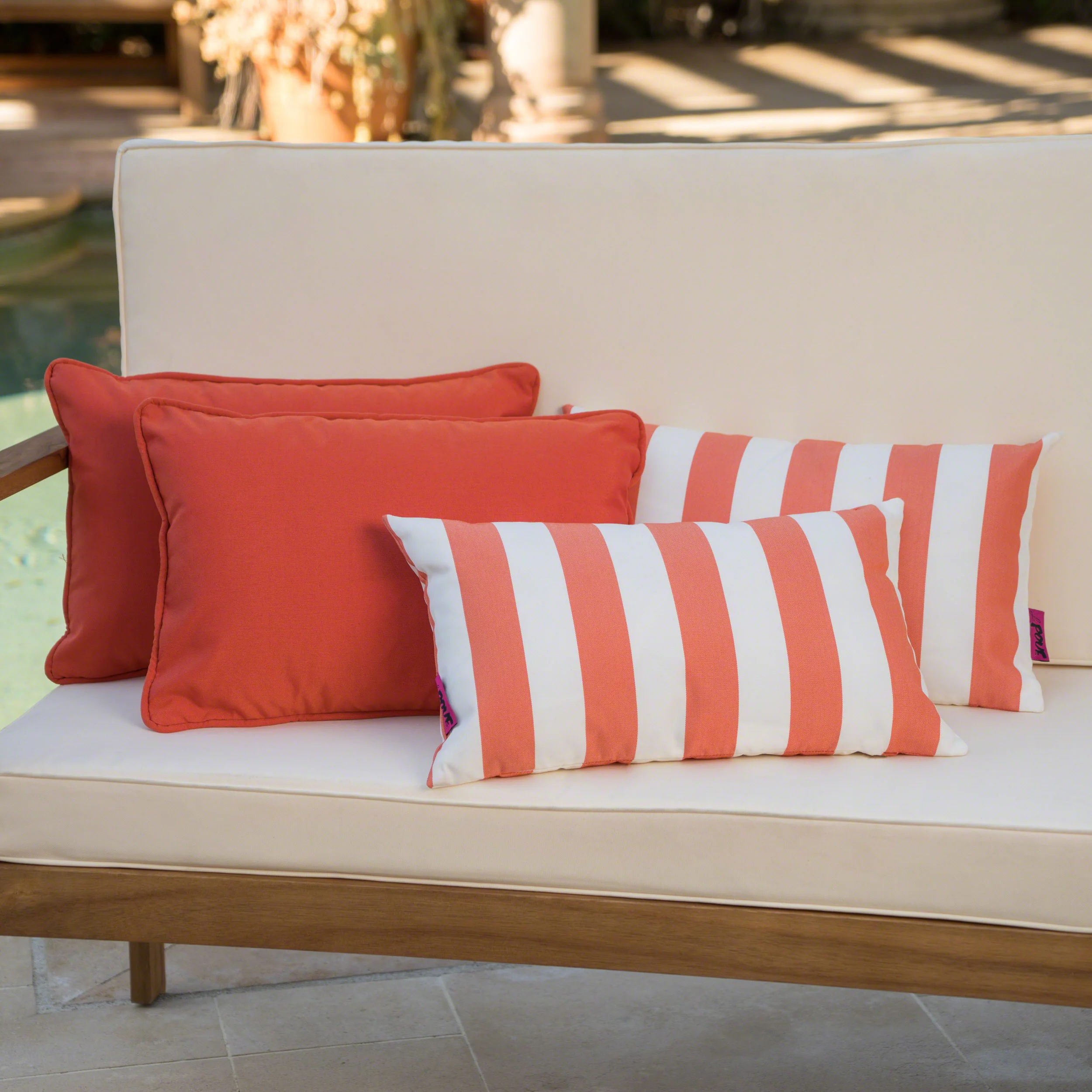 La Jolla Outdoor Water Resistant Rectangular Throw Pillows - Set of 4 - furnishings